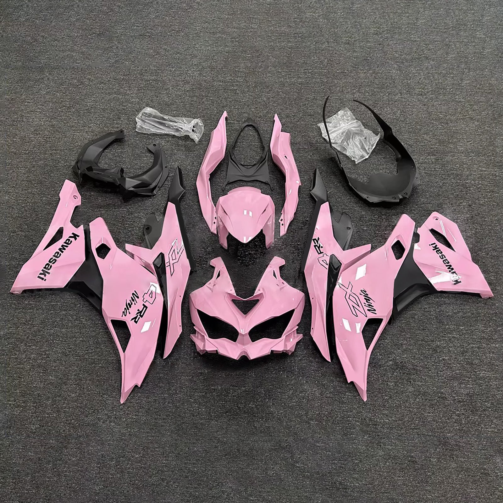Amotopart 2019-2022 Kawasaki Ninja ZX-25R 2023-2025 Kawasaki Ninja ZX-4R/ZX-4RR Pink Black Fairing Kit