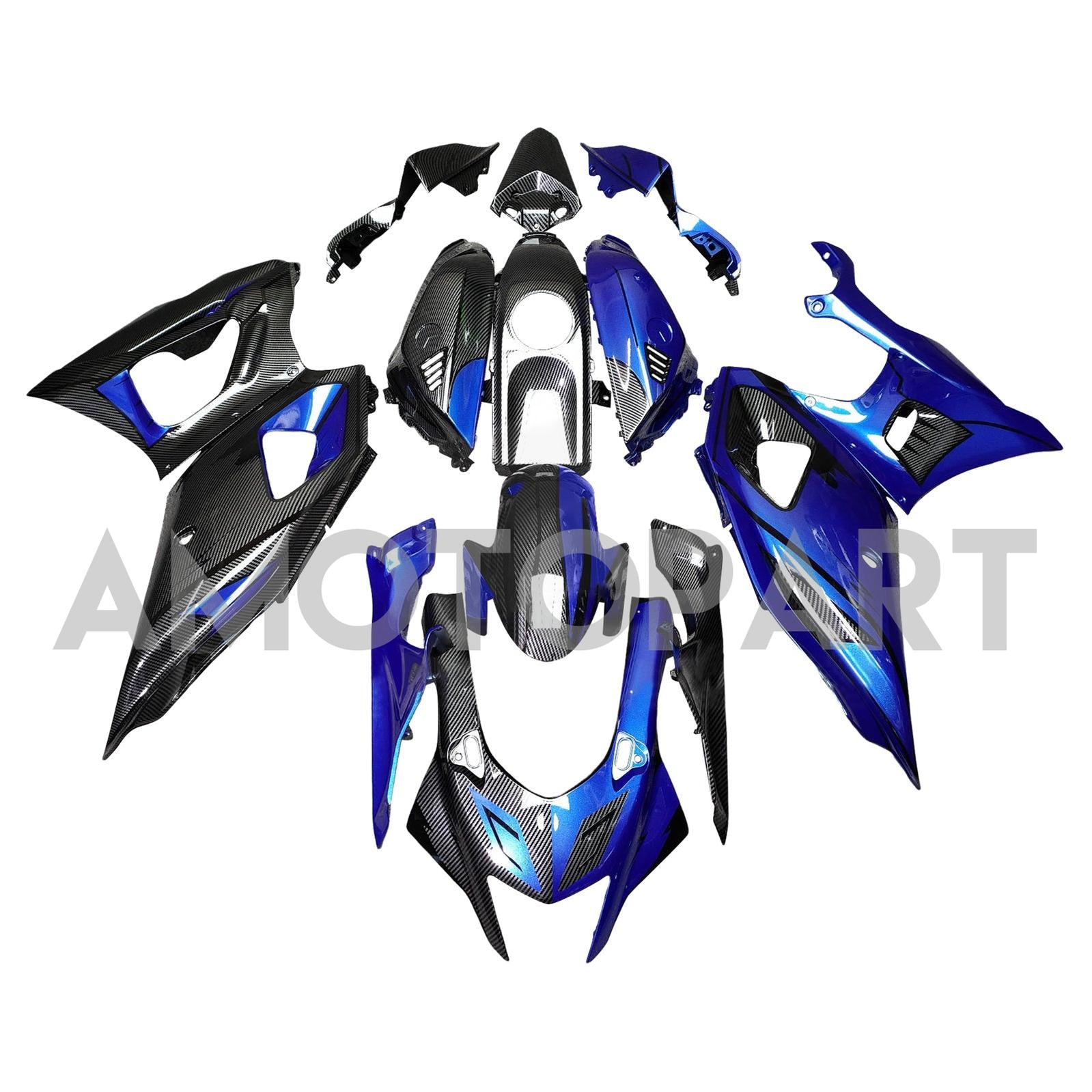 Amotopart 2021-2025 Yamaha YZF-R7 Carbon Fiber Blue Fairing Kit