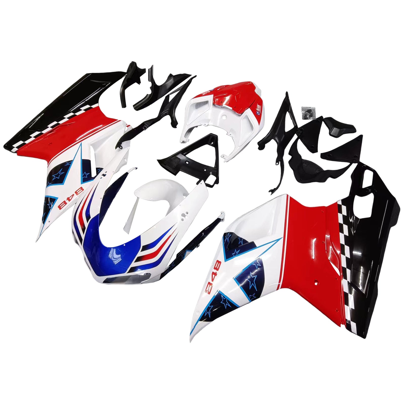 Amotopart 2007-2011 Ducati 1098/1198/848 Black White Red Blue Fairing Kit
