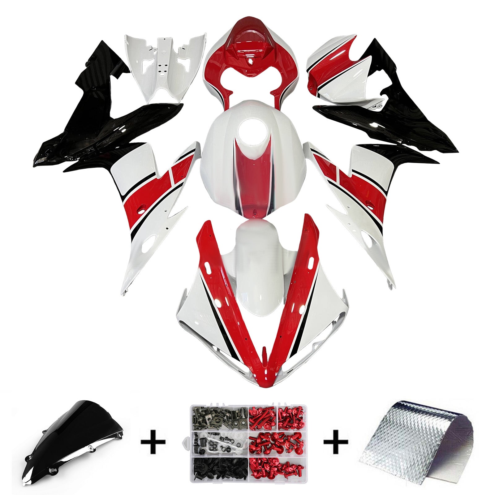 Amotopart 2004-2006 Yamaha YZF-R1 Red White Fairing Kit