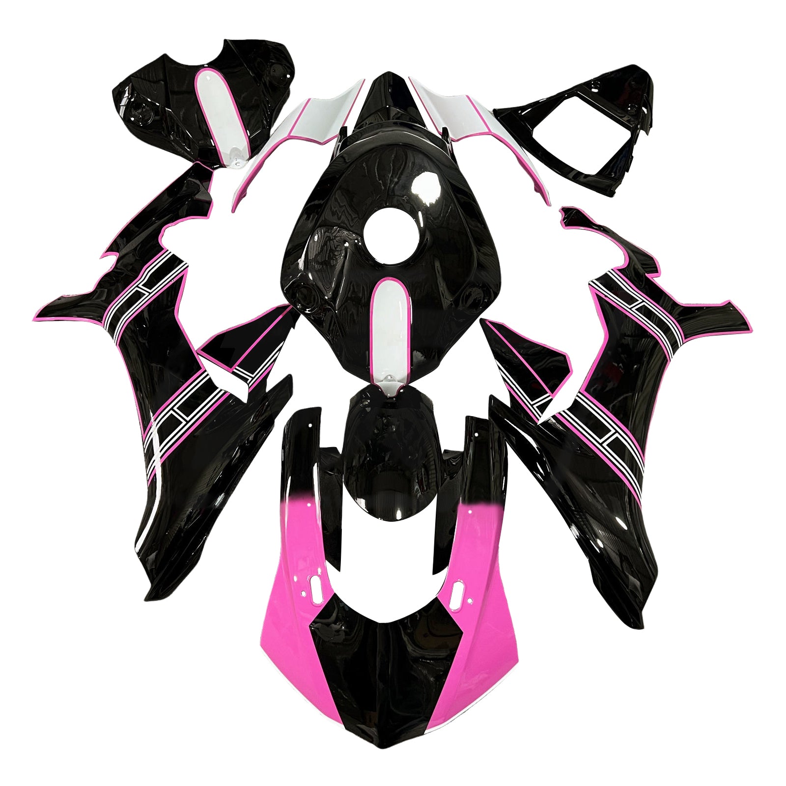 Amotopart 2015-2019 Yamaha YZF-R1 Pink & Black Fairing Kit