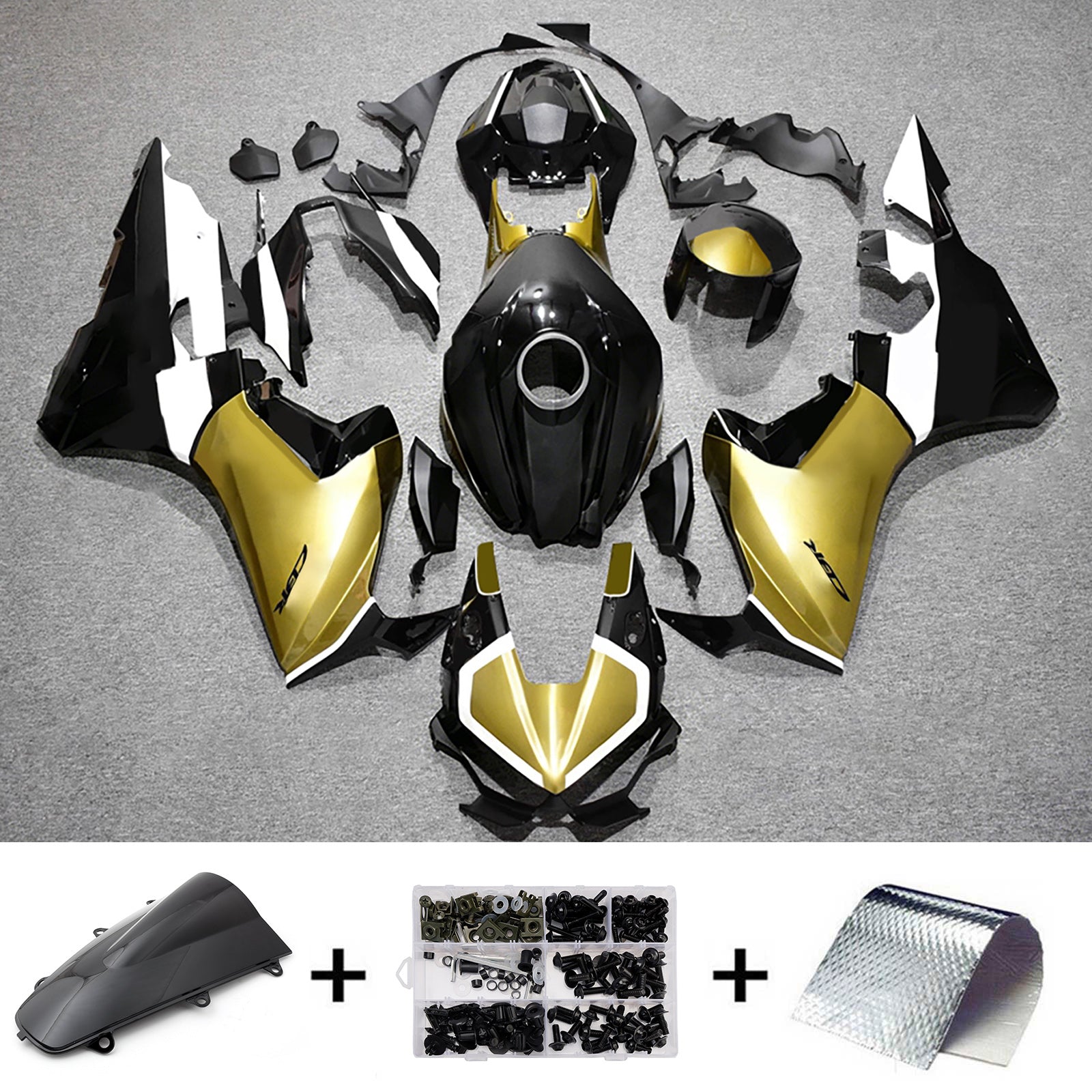 Amotopart 2017-2026 Honda CBR1000RR Black/Gold Fairing Kit