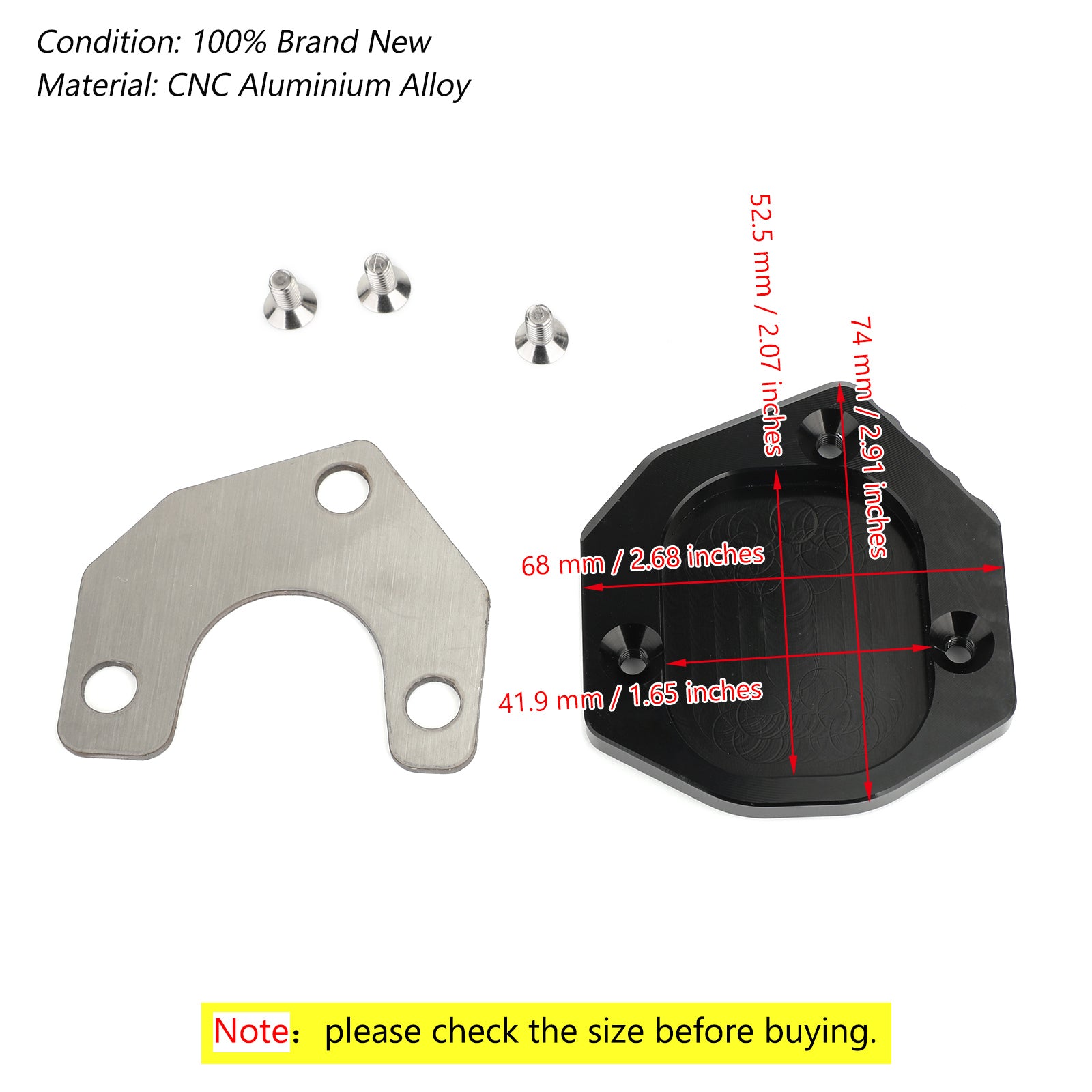 Kickstand Sidestand Enlarge Plate Pad for SUZUKI DRZ400S/E DRZ400SM 2000+ Black