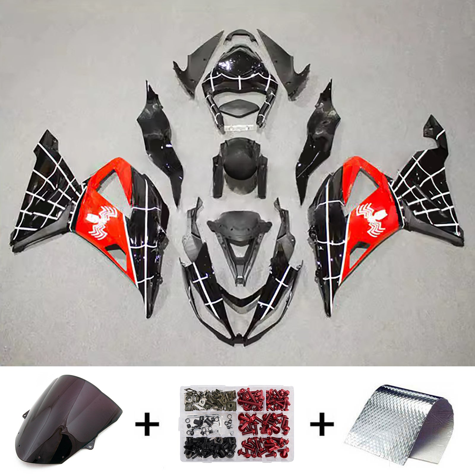 Amotopart 2013-2018 Kawasaki ZX6R 636 Black Red Fairing Kit