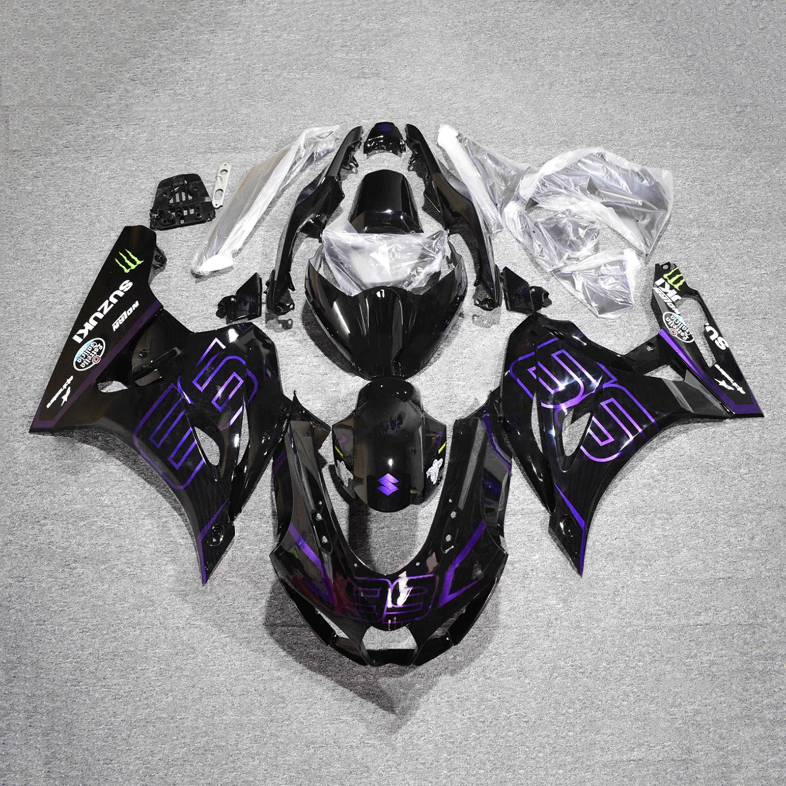 Amotopart 2017-2025 Suzuki GSXR1000 Black Purple Fairing Kit