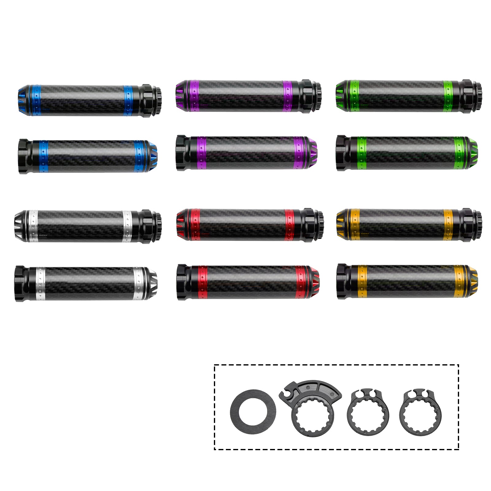 7/8"/22Mm Motorcycle Handle Bar Carcon Grips Universal Green For Motorcycles Silver