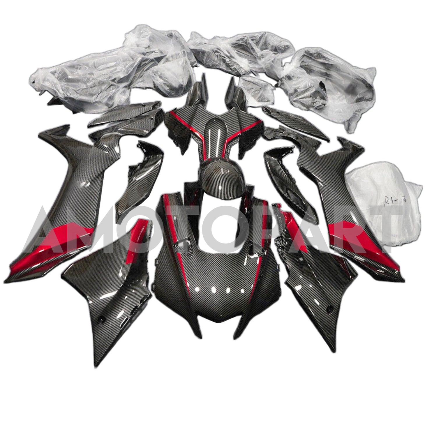 Amotopart 2020-2025 Yamaha YZF R1 Carbon Fiber Black Red Fairing Kit
