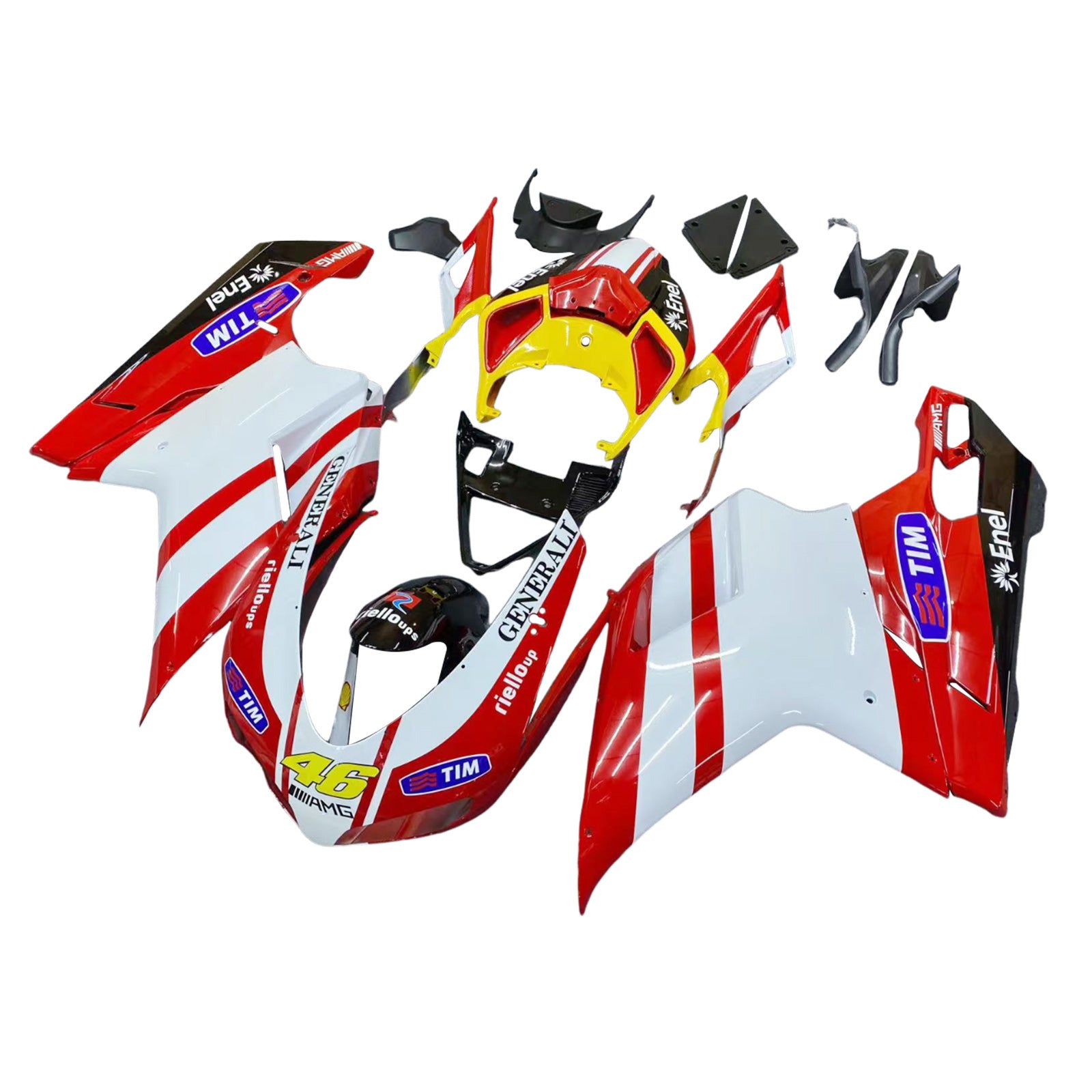 Amotopart All Years Ducati 1098 1198 848 Glossy Red White Fairing Kit