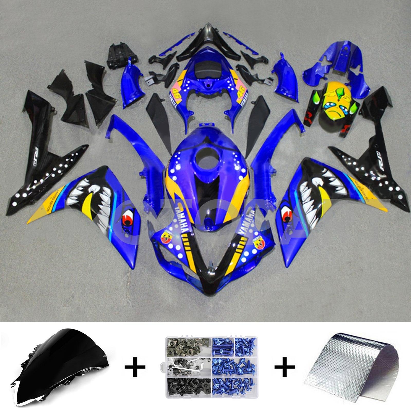 Amotopart 2007-2008 Yamaha YZF 1000 R1 Blue&Yellow Shark Teeth Fairing Kit