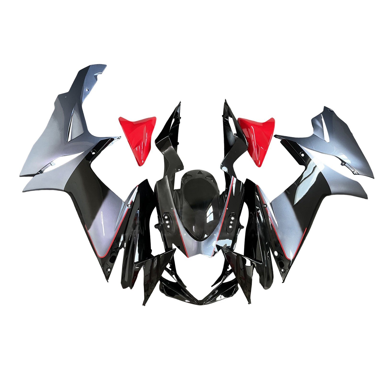 Amotopart 2011-2025 Suzuki GSXR 600/750 Silver Black Fairing Kit