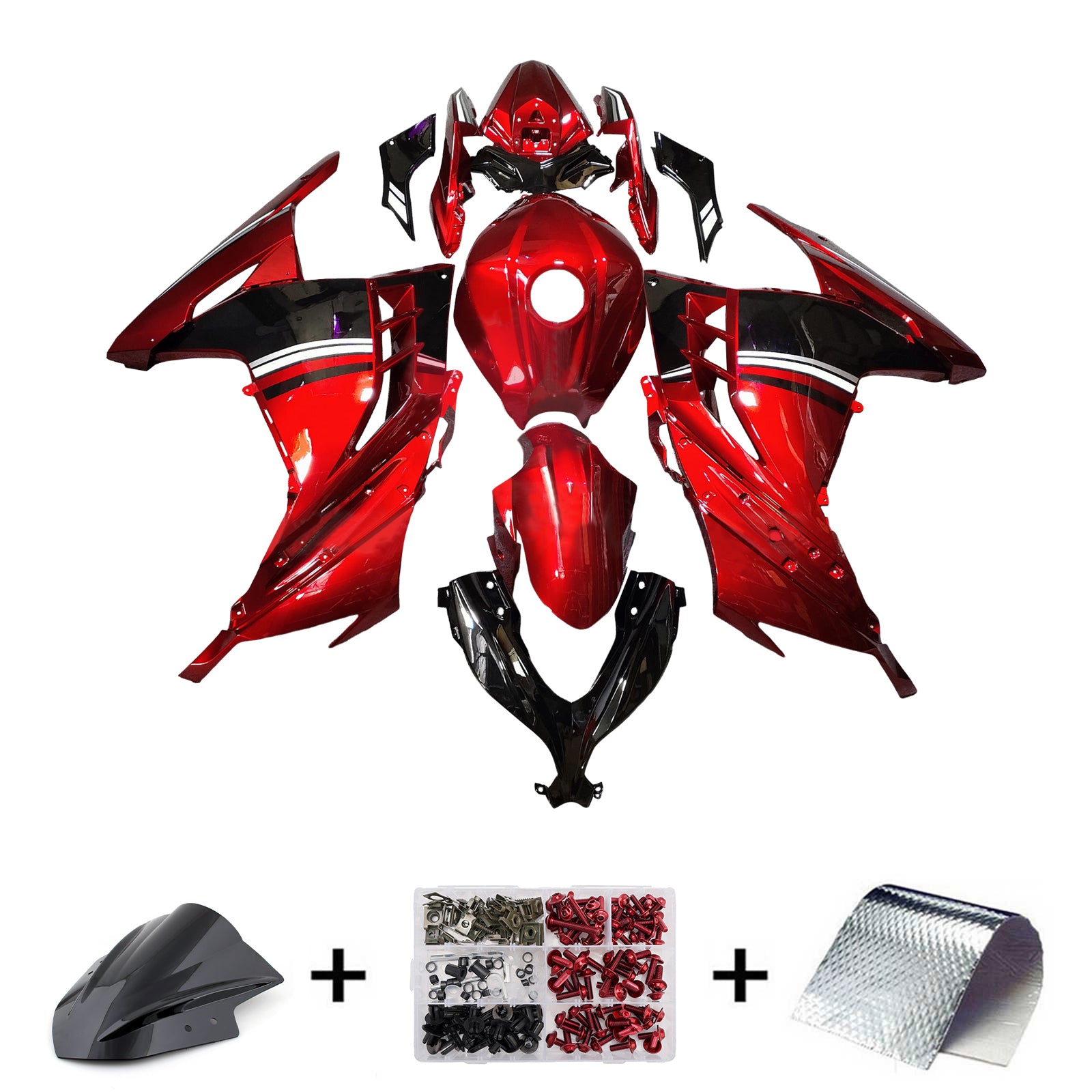 Amotopart 2013-2024 Kawasaki EX300 Ninja300 Red Fairing Kit
