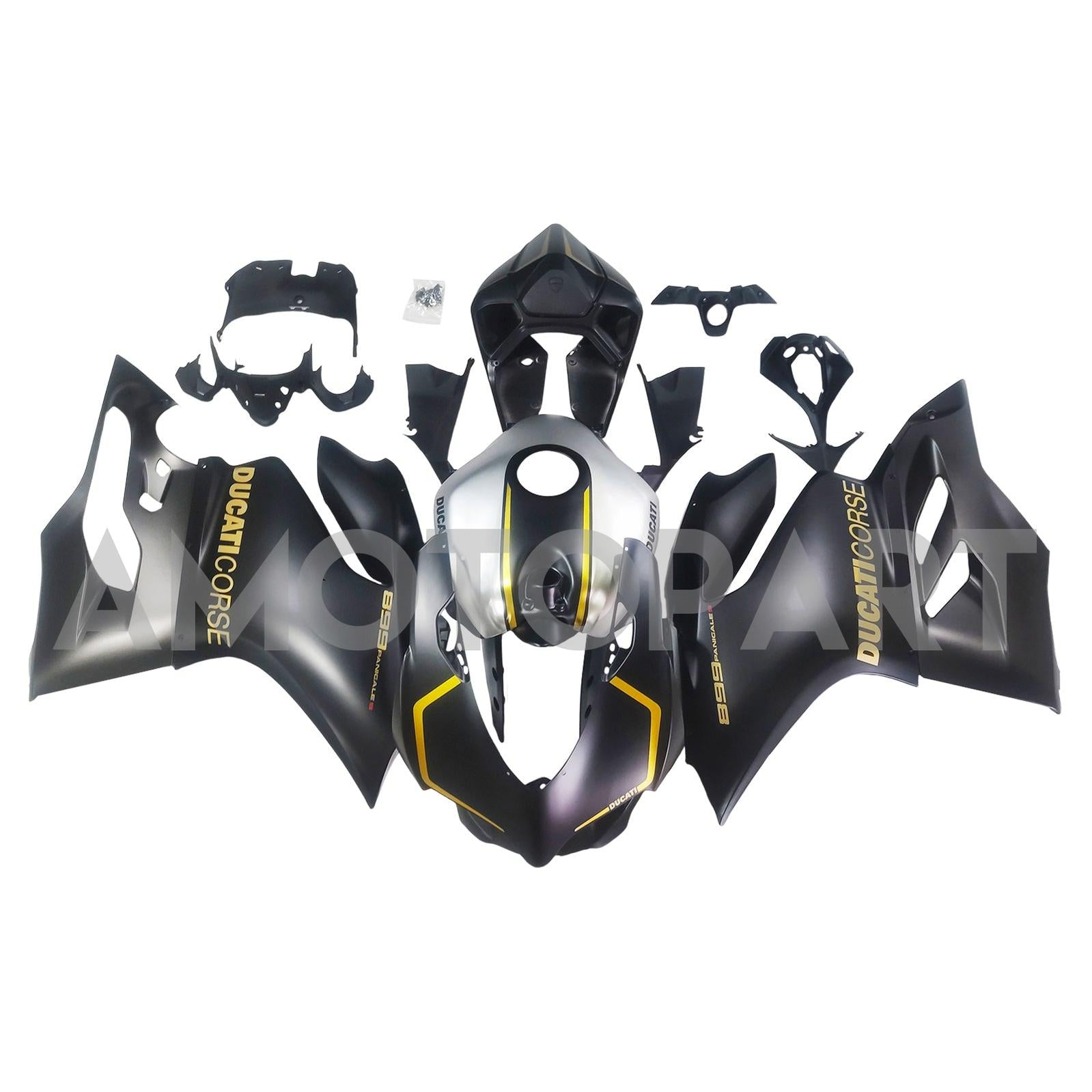 Amotopart 2012-2015 Ducati 899 Kit de carenagem de prata preta fosca