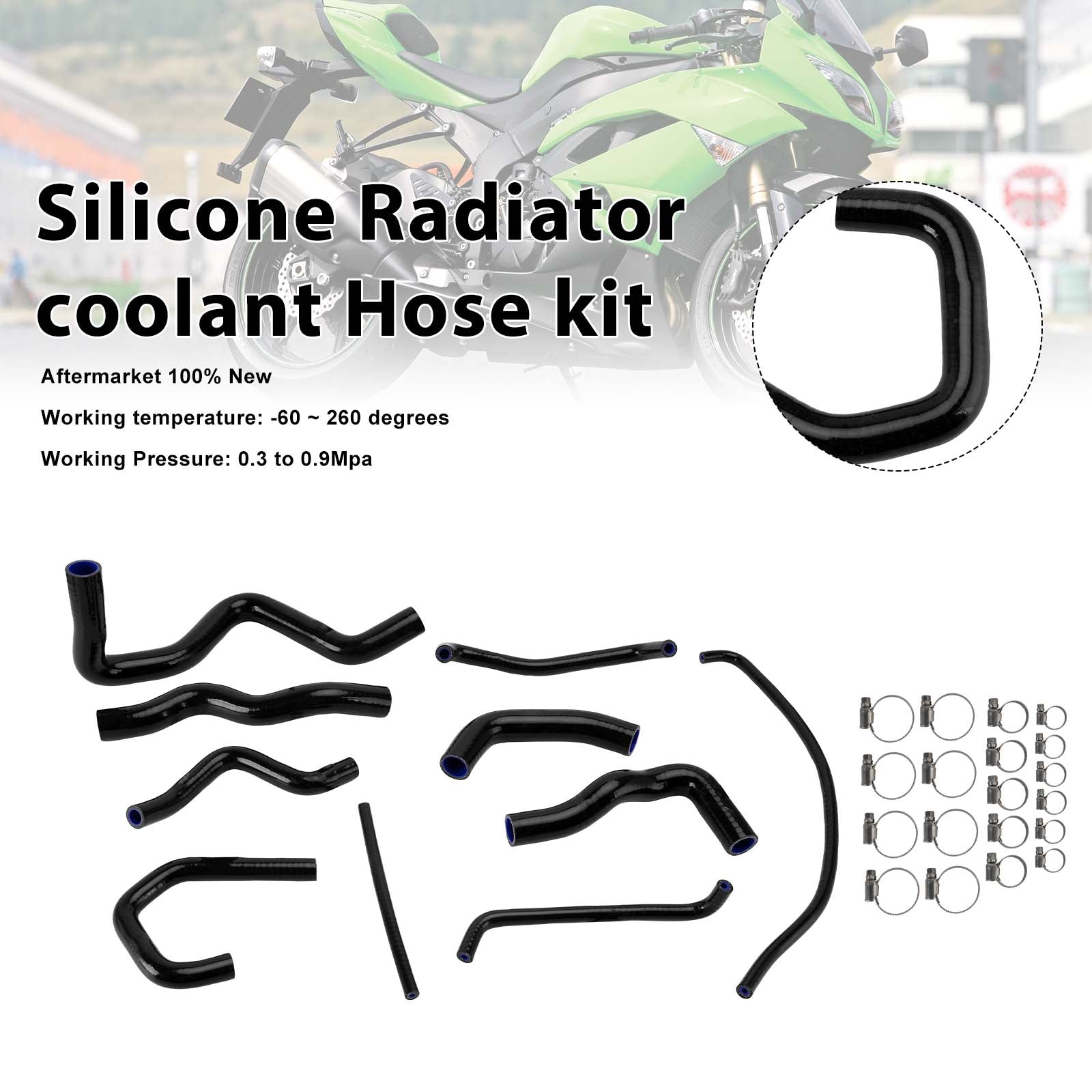 09-26 Kit de mangueira de refrigeração do radiador de silicone Kawasaki Ninja 636 ZX-6R