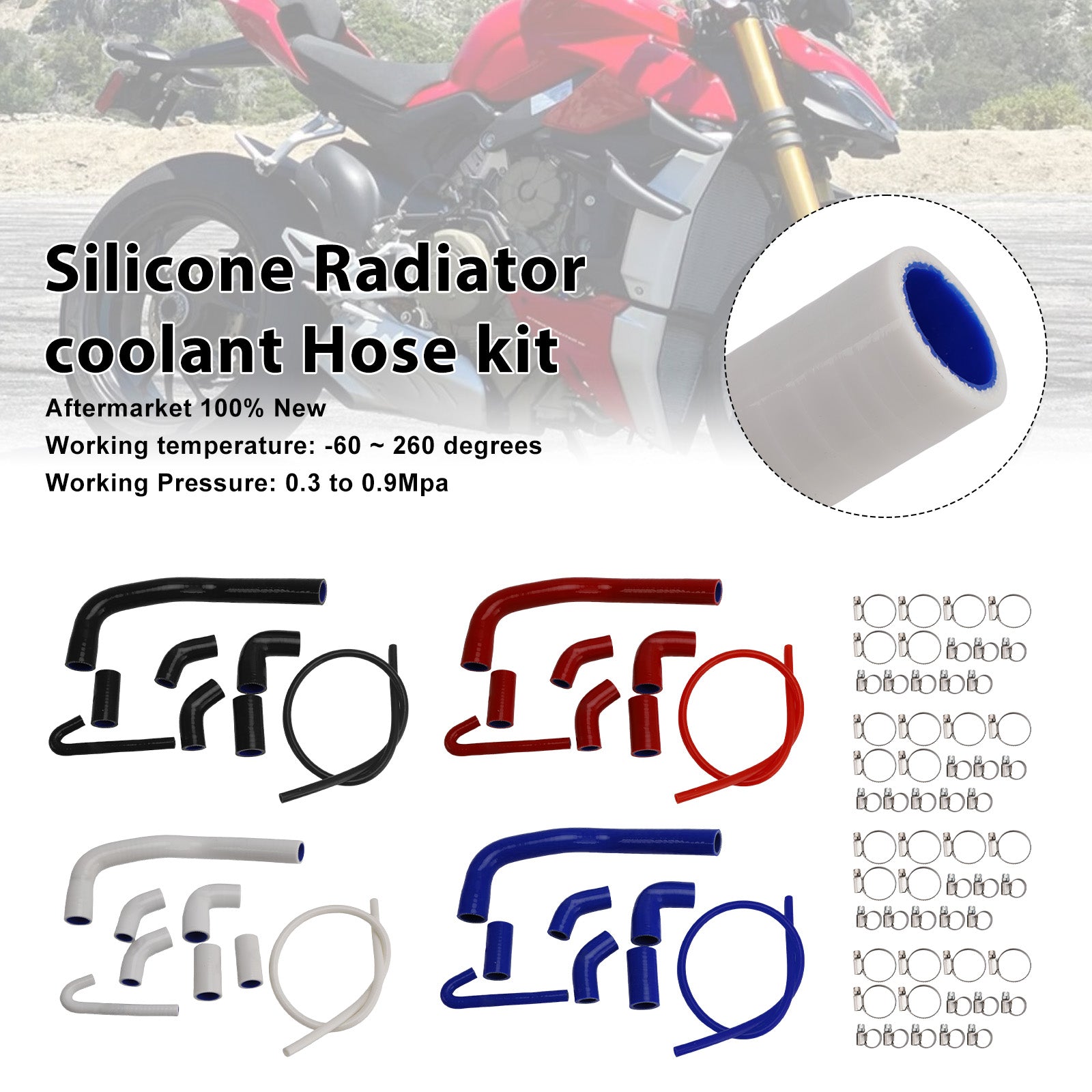 2020-2025 Ducati Streetfighter V4 V4S Silicone Radiator coolant Hose