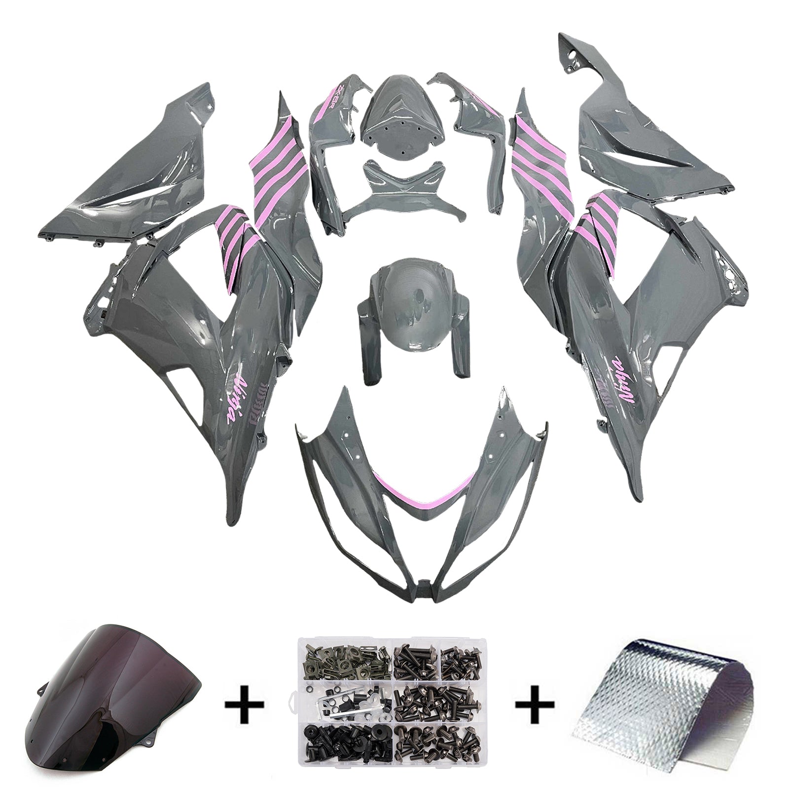 Amotopart 2013-2018 Kawasaki ZX6R 636 Purple Grey Fairing Kit