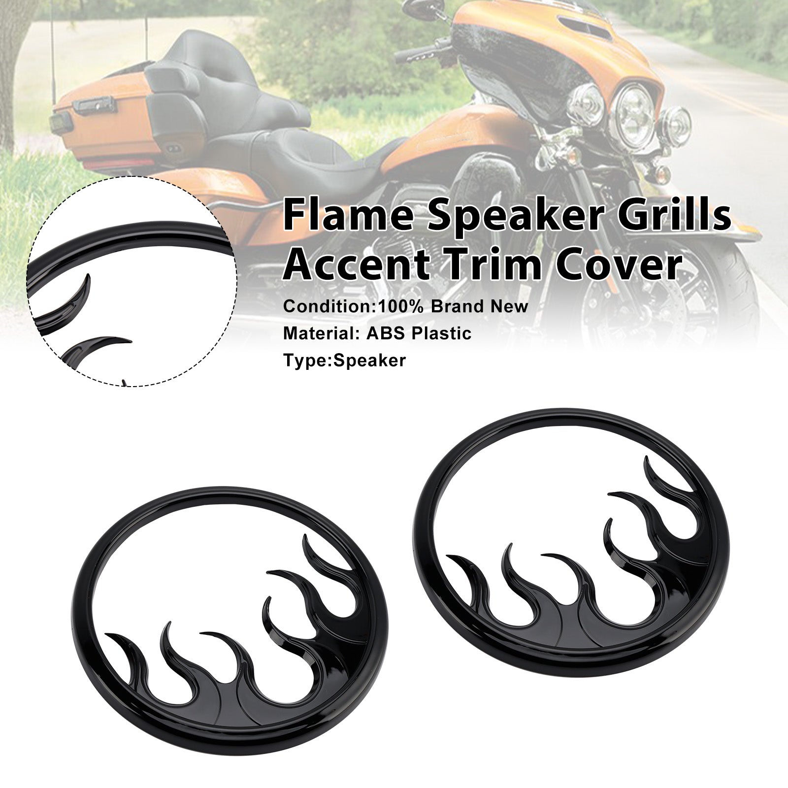 Touring Electra Glide Ultra Classic Flame Speaker Grills Accent Trim Cover