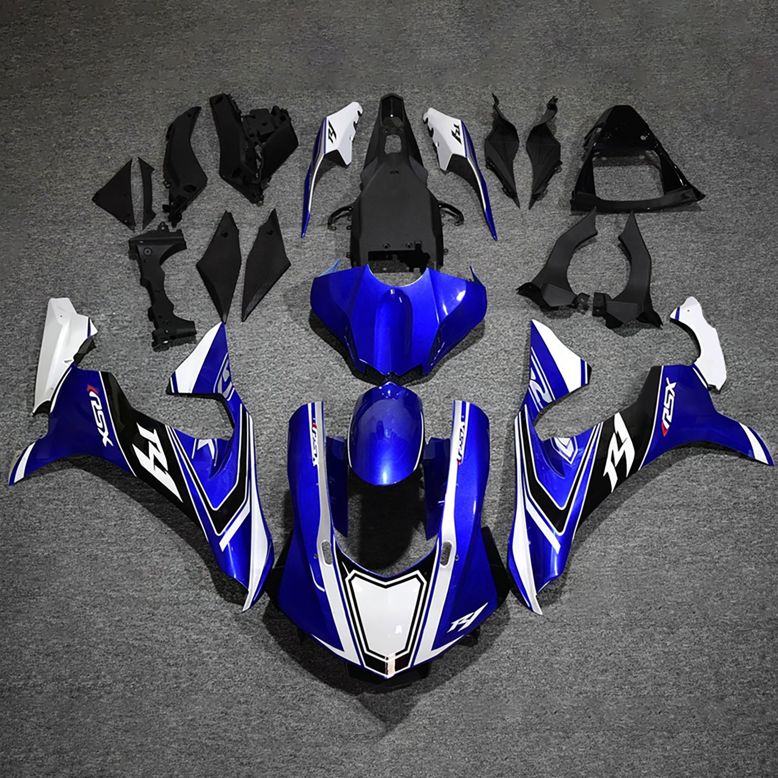 Amotopart 2015-2019 Yamaha YZF 1000 R1 Blue/White Fairing Kit