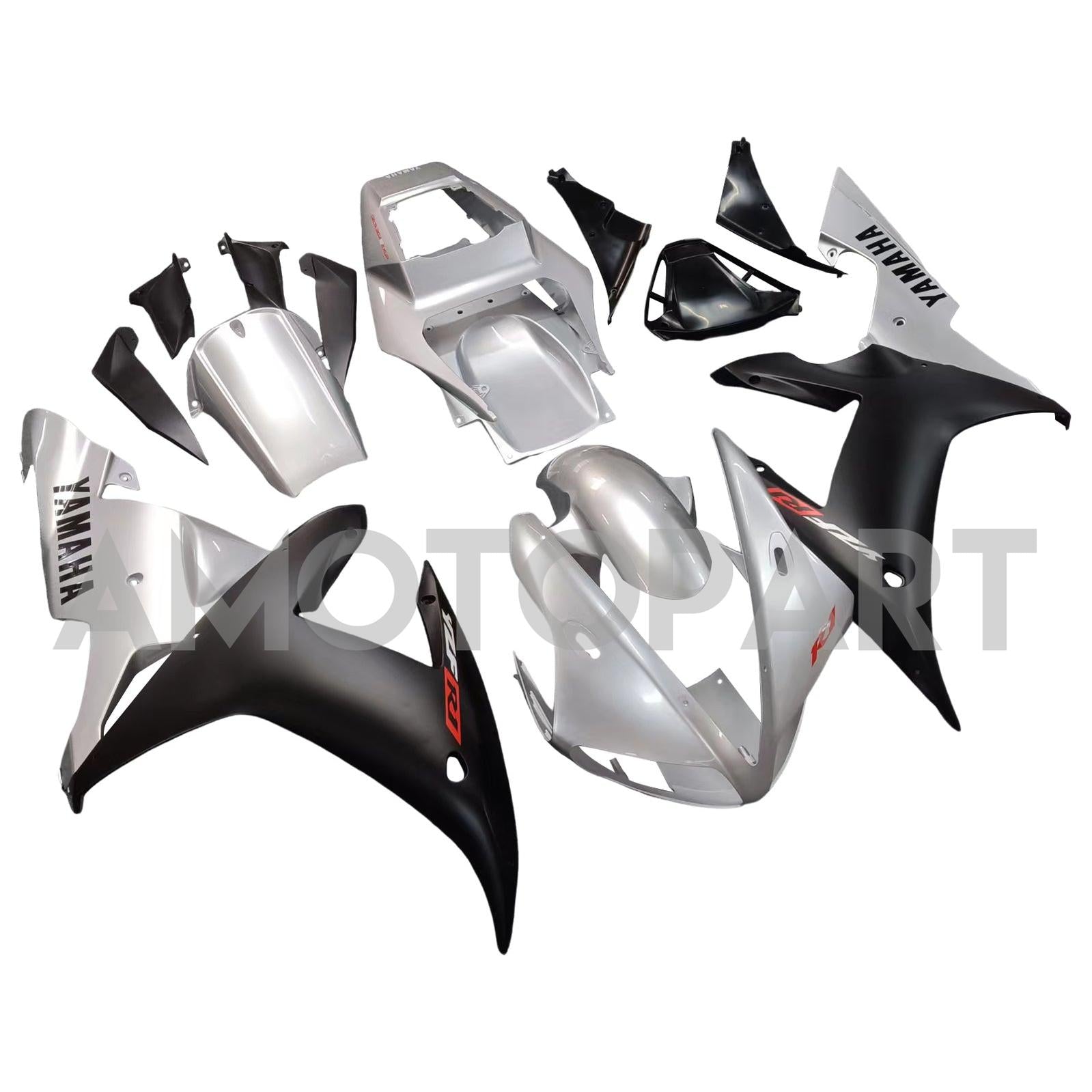 Amotopart 2002-2003 Yamaha YZF 1000 R1 Silver&Black Fairing Kit