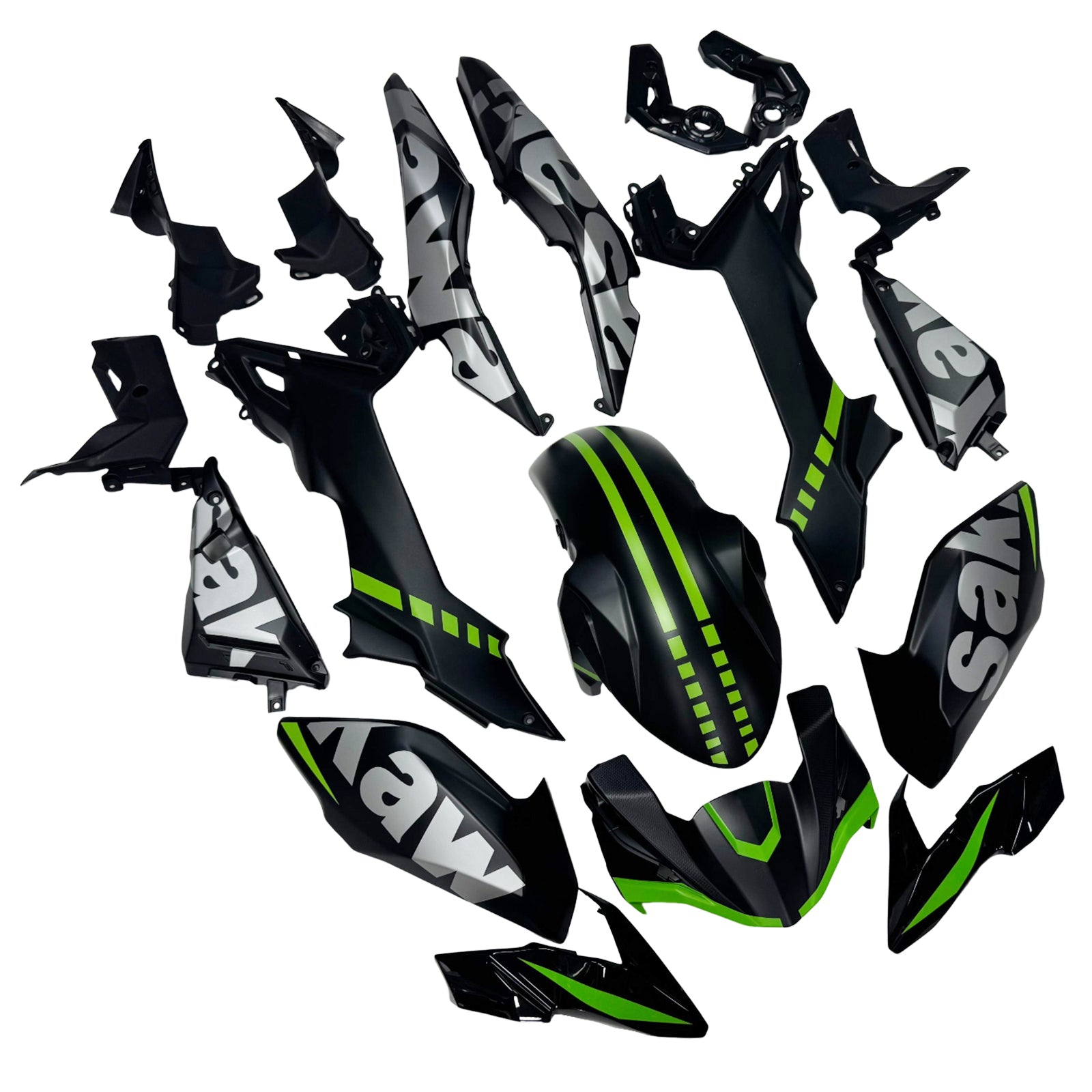 Amotopart 2017-2019 Kawasaki Z650 Black Green Gray Fairing Kit