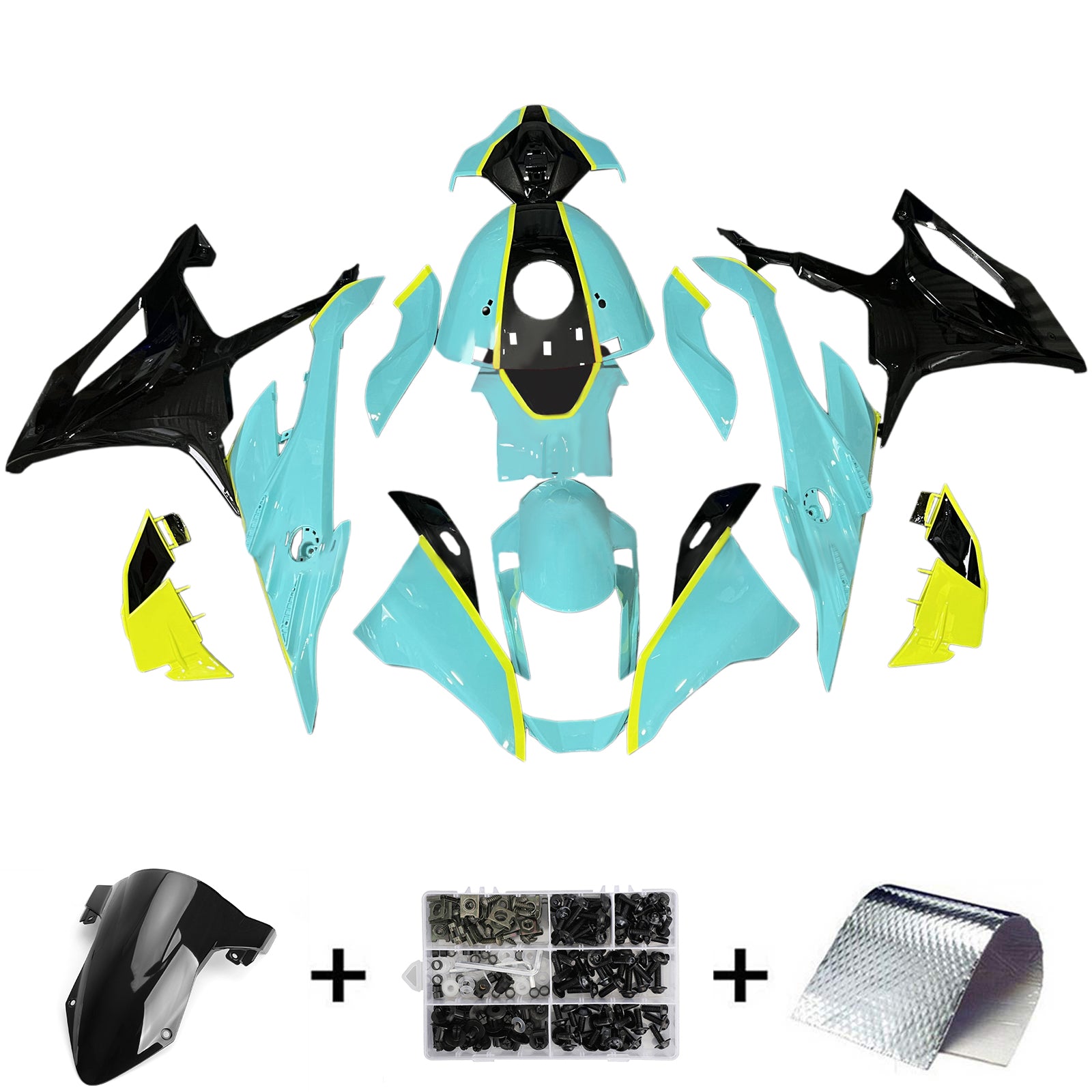 Amotopart 2023-2024 BMW S1000RR Kit de carénage noir vert clair