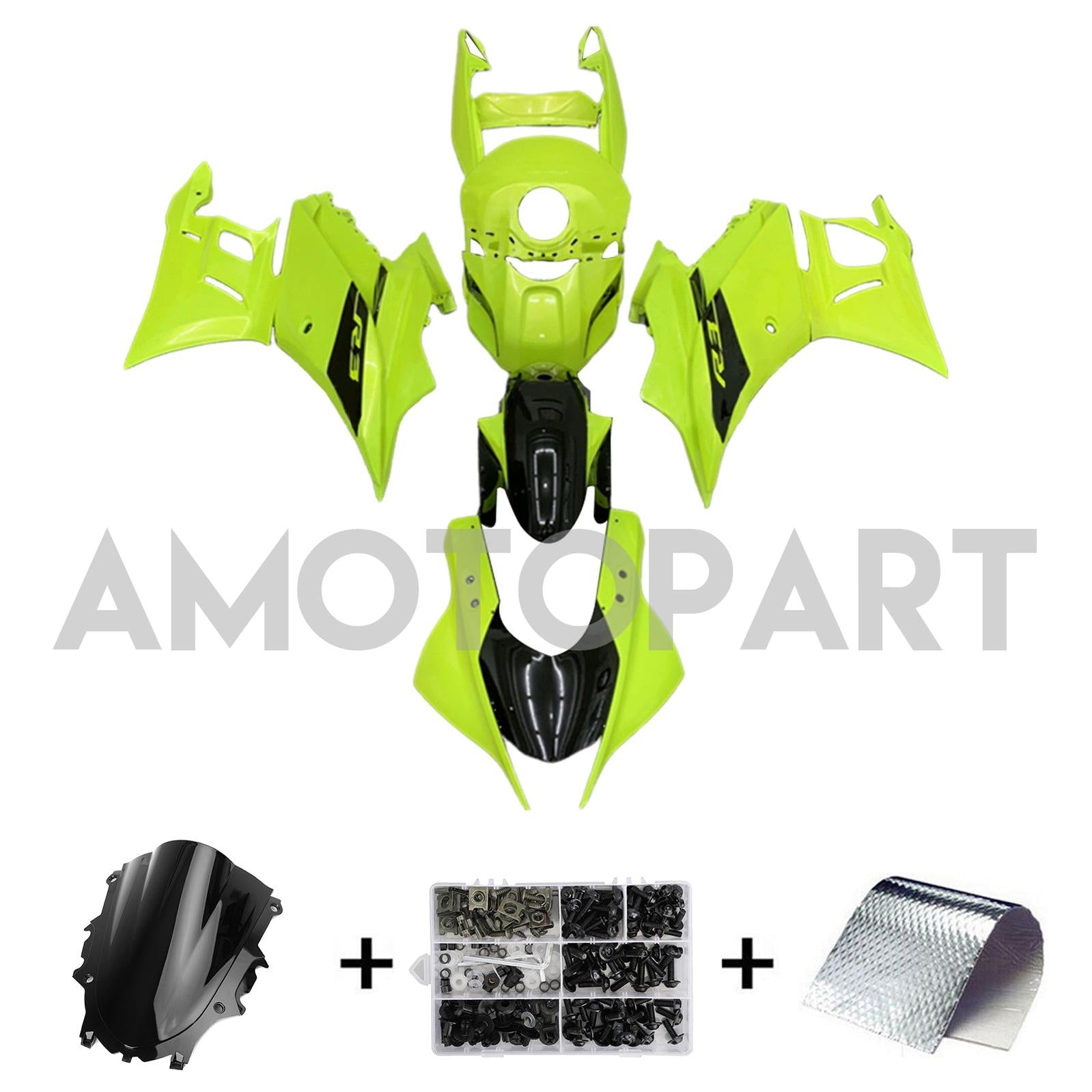 Amotopart 2022-2024 Yamaha YZF-R3 R25 Lime Green Fairing Kit