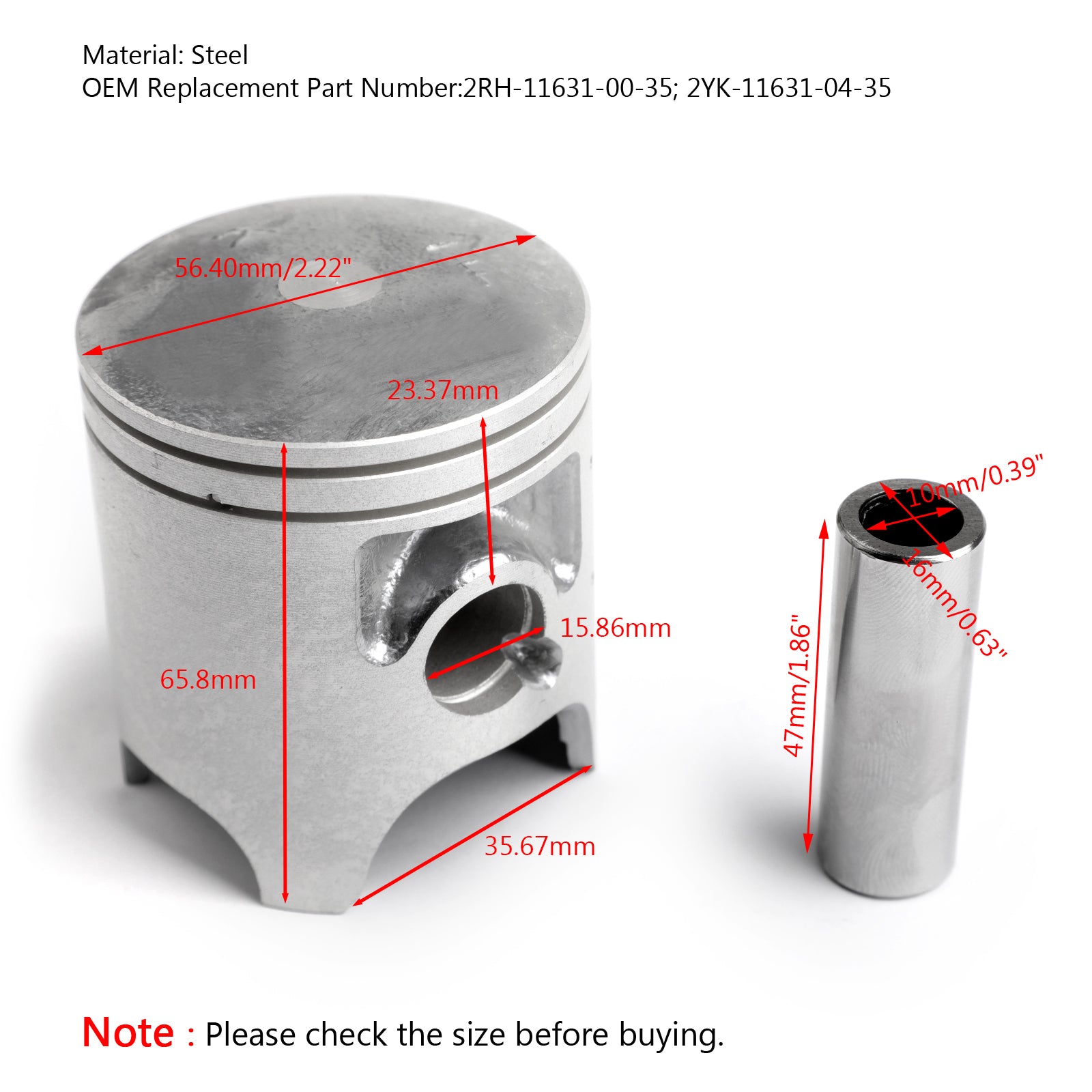Yamaha 87-94 TZR125 & 88-90 TDR250 & Segment de piston DT125R 1988