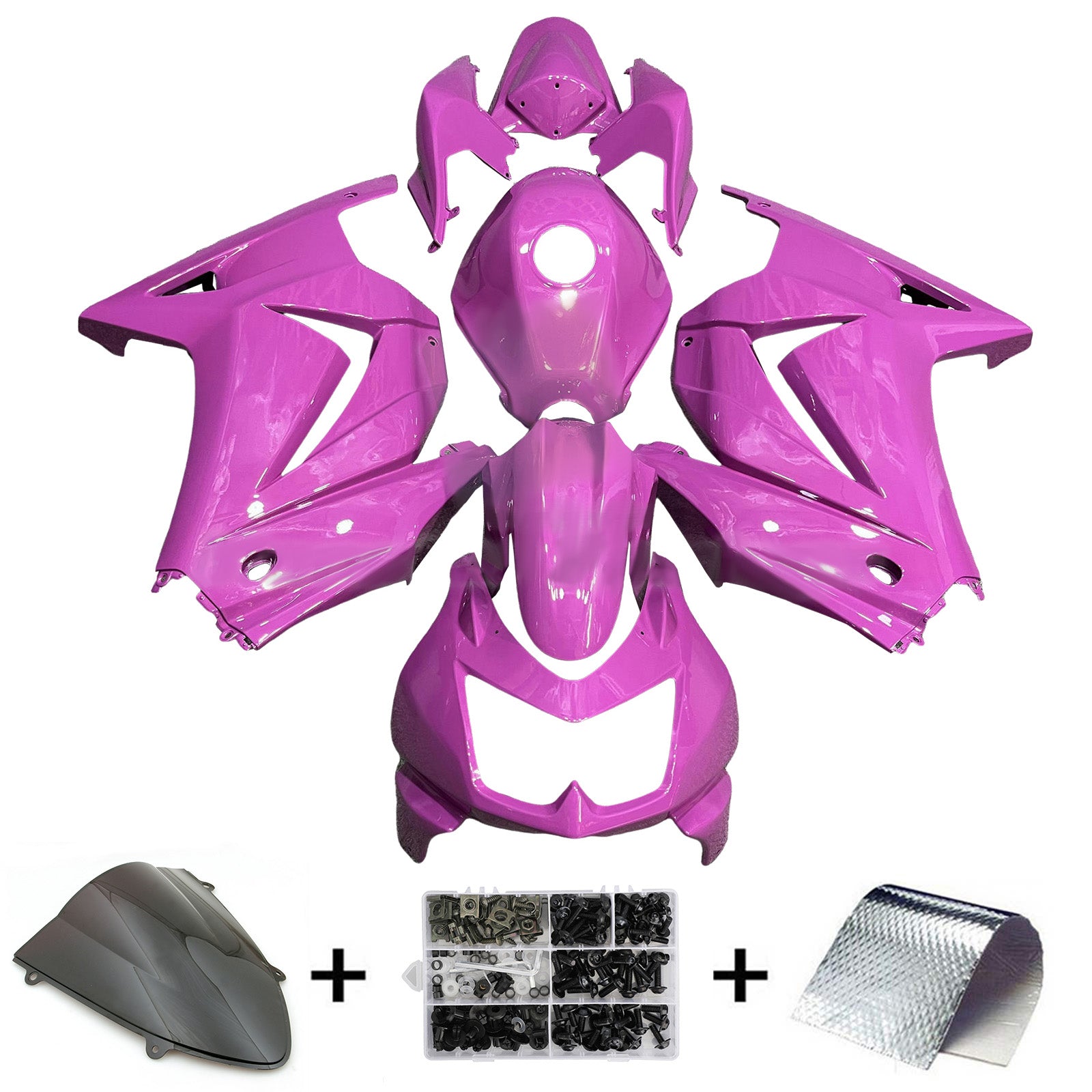 Amotopart 2008-2012 Kawasaki EX250/Ninja 250R Purple Fairing Kit