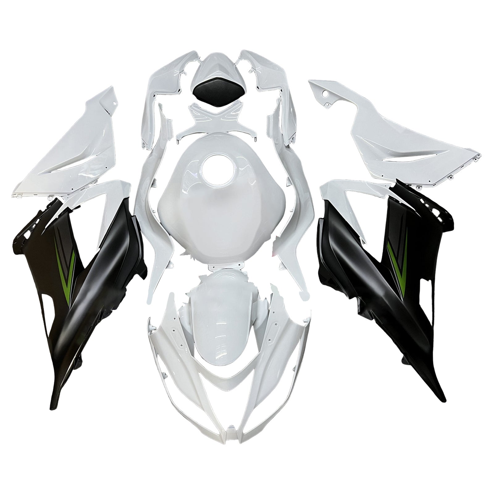Amotopart 2013-2018 Kawasaki ZX6R 636 White Black Fairing Kit