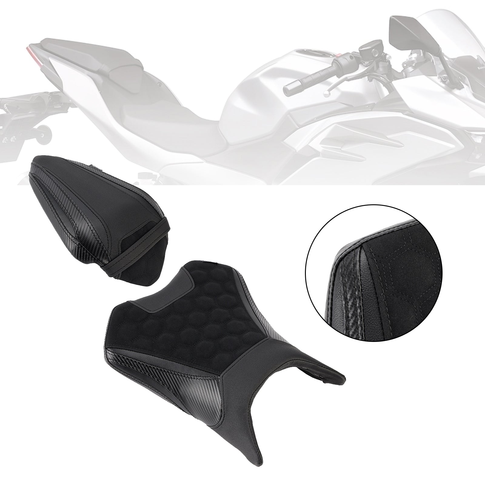 24-25 Kawasaki Ninja 500 Z500 Front&REar Raider Beifahrer-Kissen-Set Grün