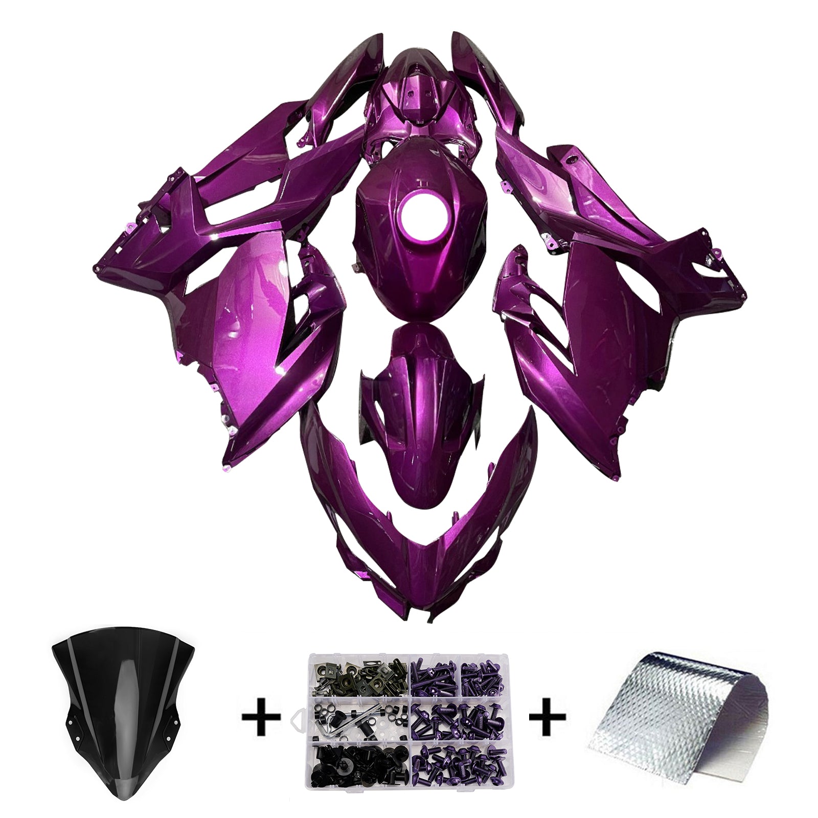 Amotopart 2018-2024 Kawasaki EX400 Ninja400 Purple Fairing Kit