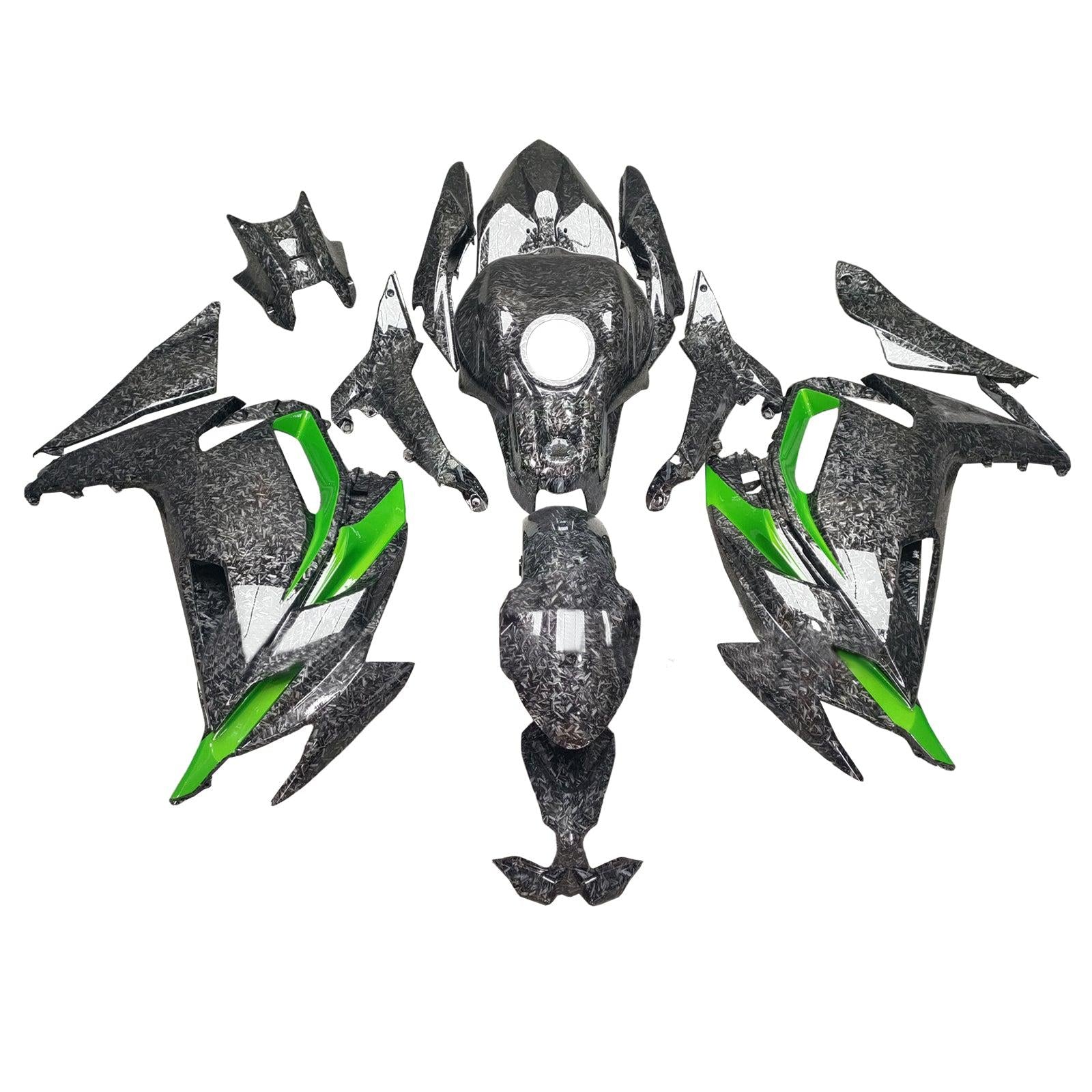 Amotopart 2020-2025 Kawasaki ER6F Ninja650 Forged Carbon Fiber Pattern Green Fairing Kit