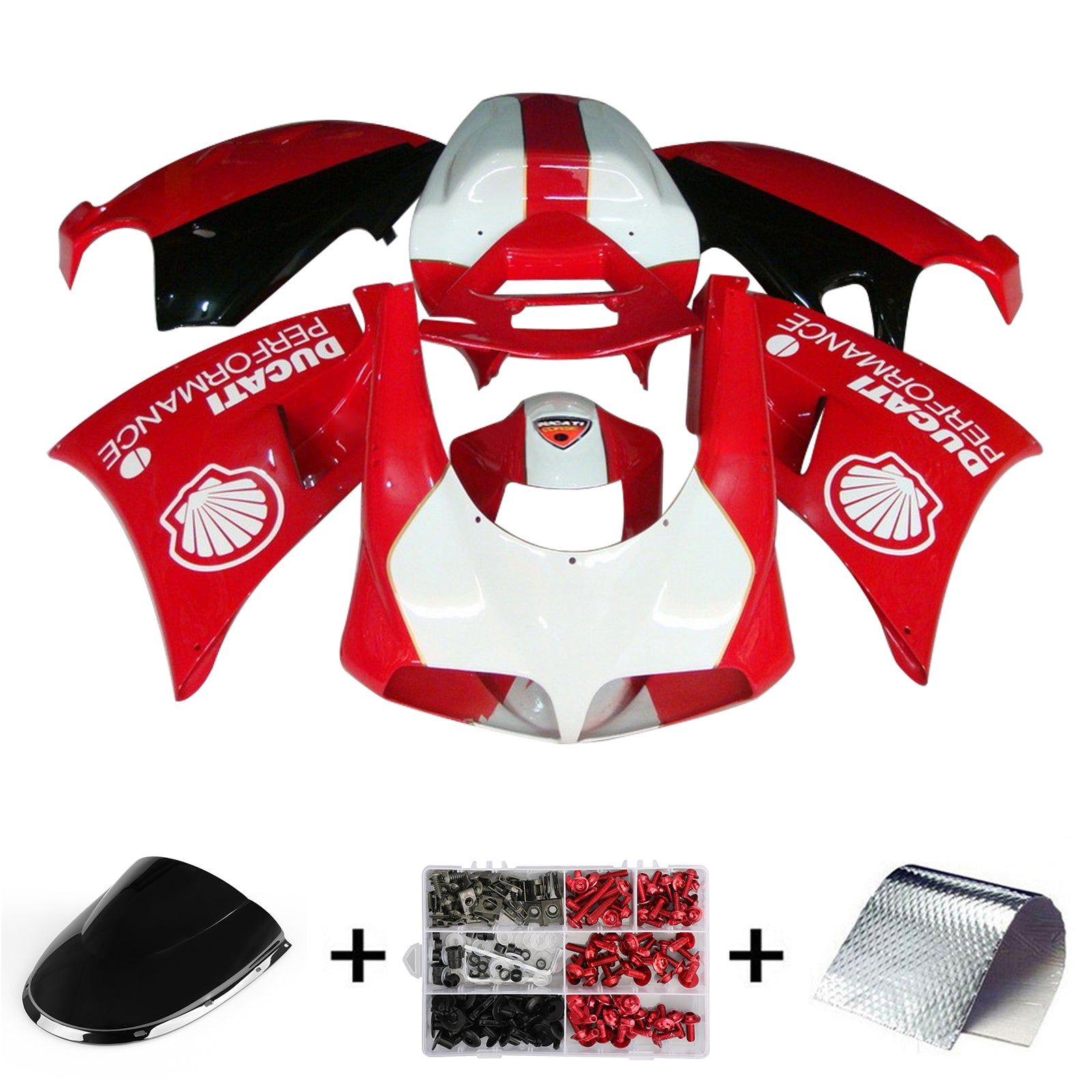 Amotopart Ducati 748/916/996/998 1996-2002 Red&Black Style2 Fairing Kit