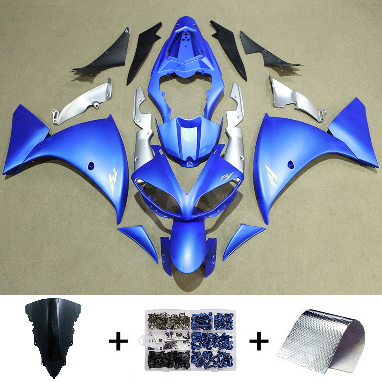 Amotopart 2012-2014 Yamaha YZF-R1 Blue YellowFairing Kit