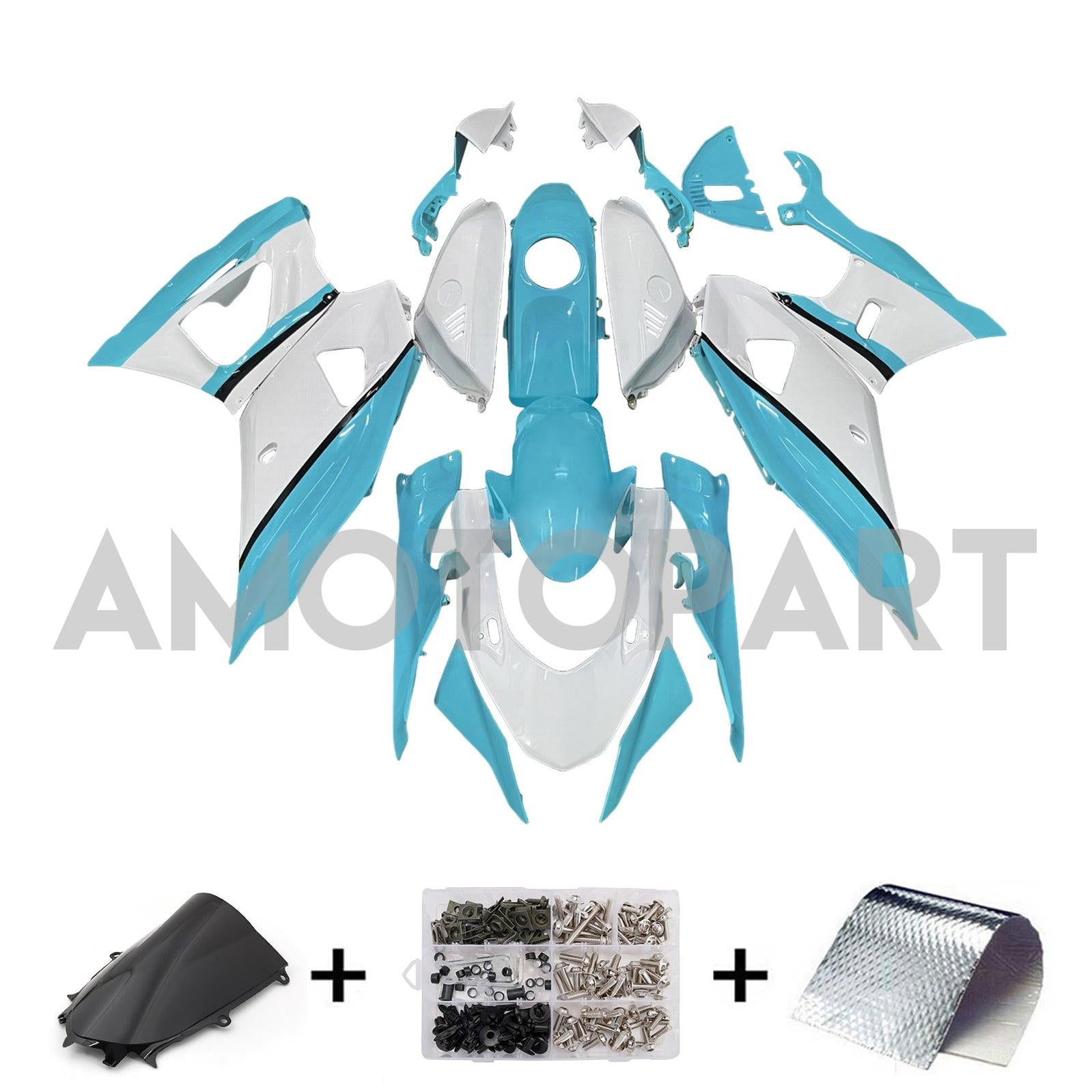 Amotopart 2021-2025 Yamaha YZF-R7 Light Blue White Fairing Kit