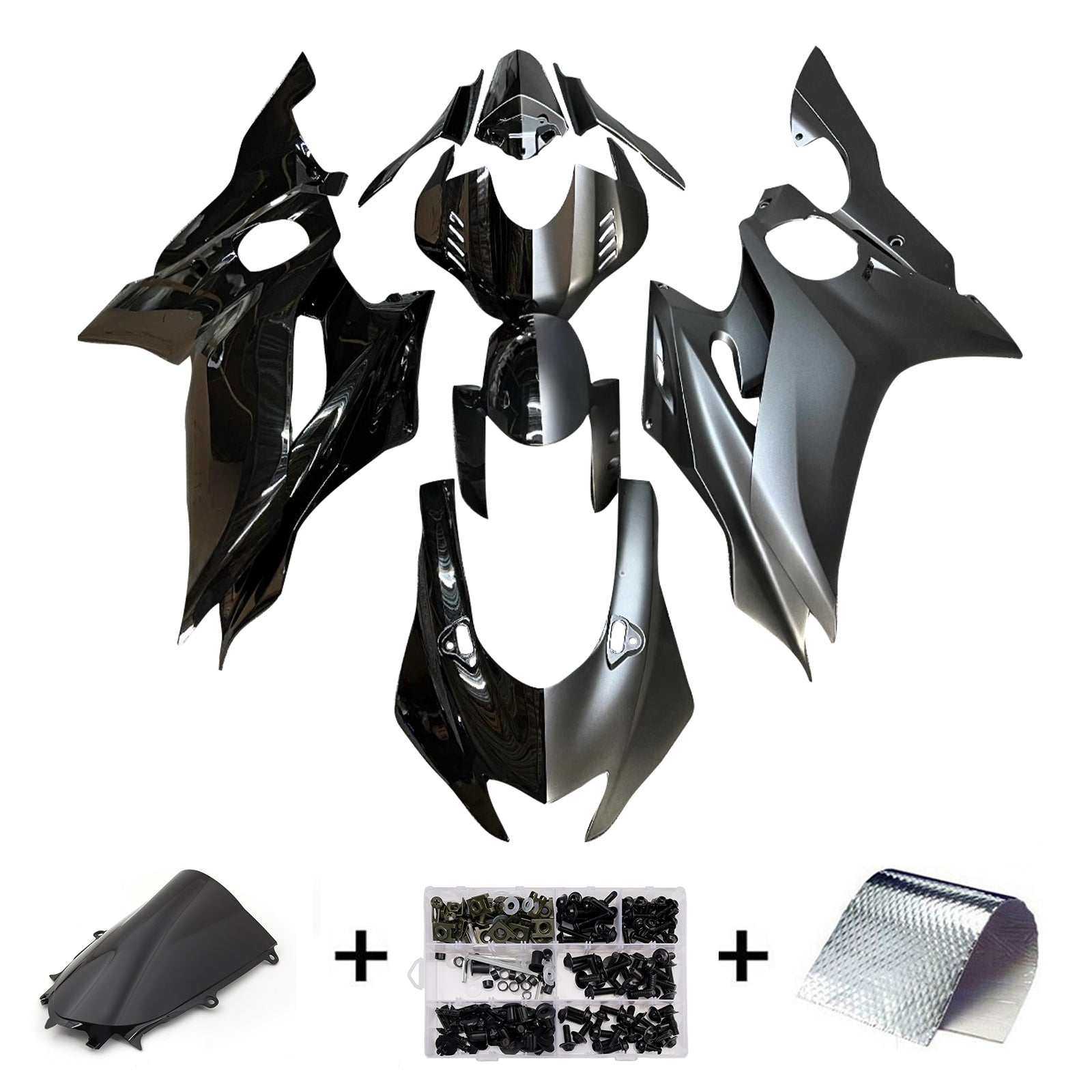 Amotopart 2017-2023 Yamaha YZF-R6 Grey Black Fairing Kit