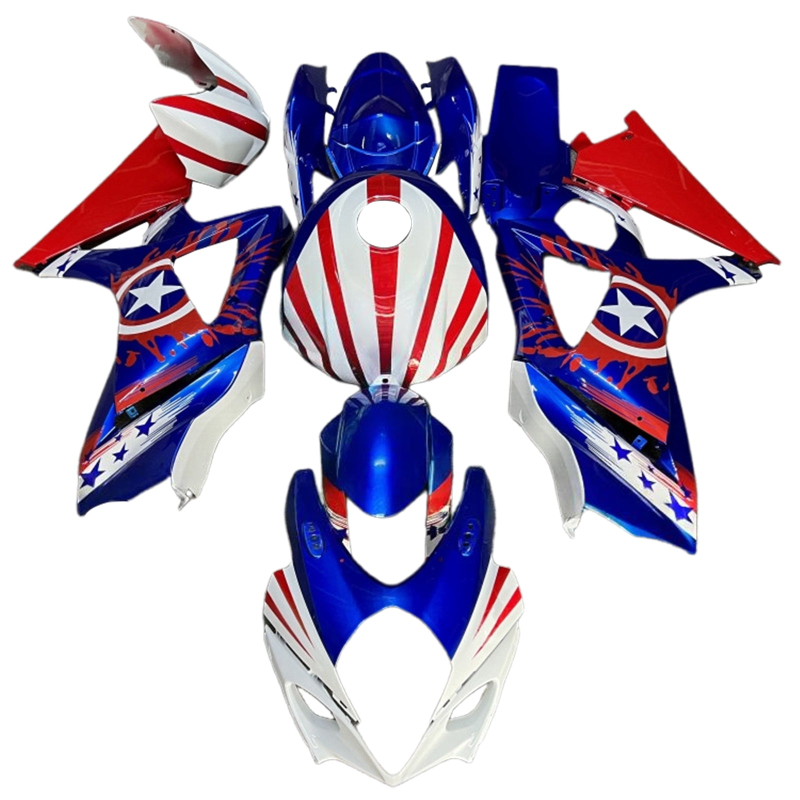 Amotopart 2007-2008 Suzuki GSXR1000 Blue Red White Fairing Kit