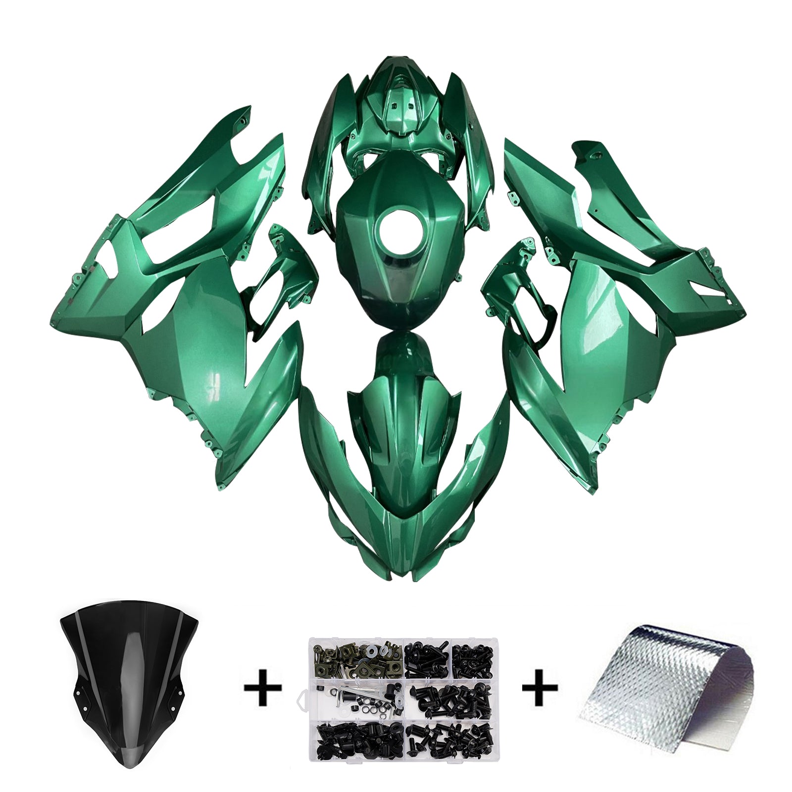 Amotopart 2018-2024 Kawasaki EX400 Ninja400 Glossy Green Fairing Kit