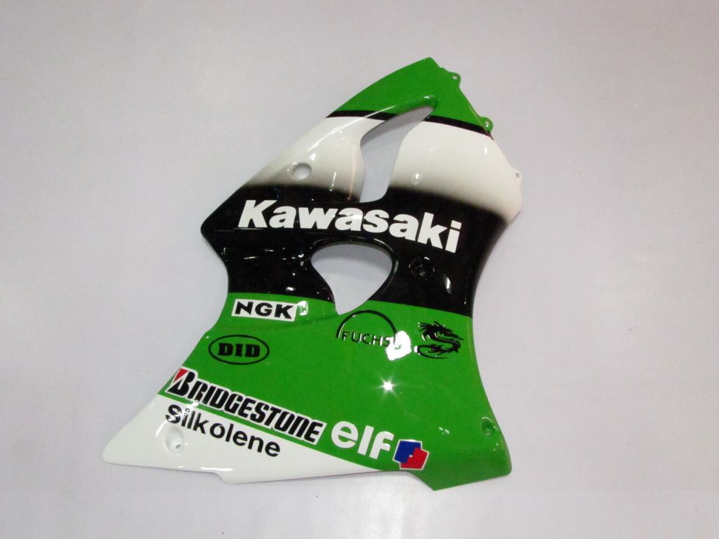Amotopart 2000-2002 Kawasaki ZX6R 636 2005-2008 Kawasaki ZZR600 Green Black White Fairing Kit