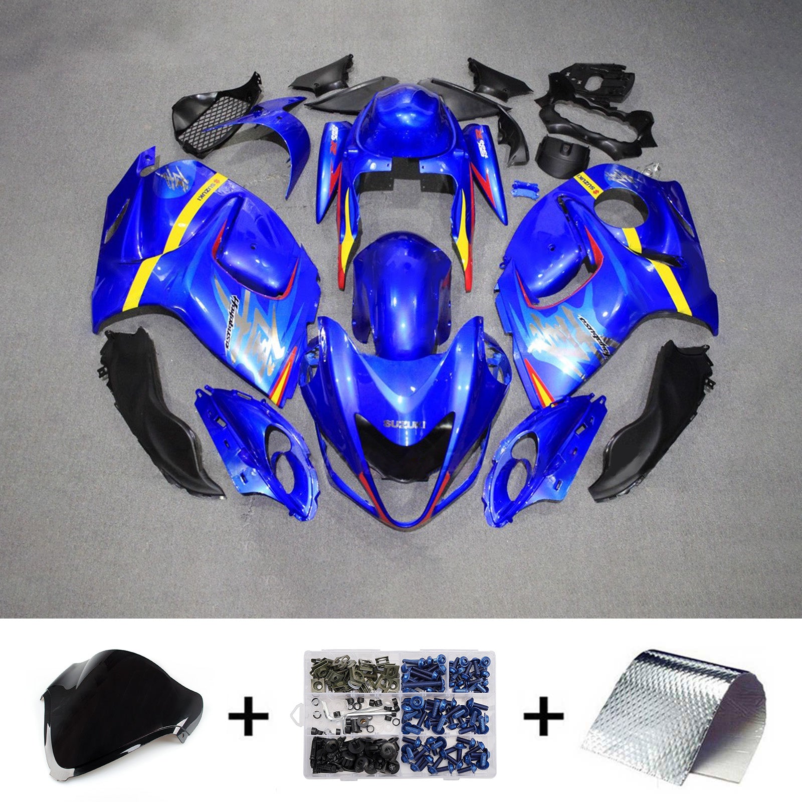 Amotopart 2008-2020 Suzuki Hayabusa GSX1300R Yellow Blue Fairing Kit