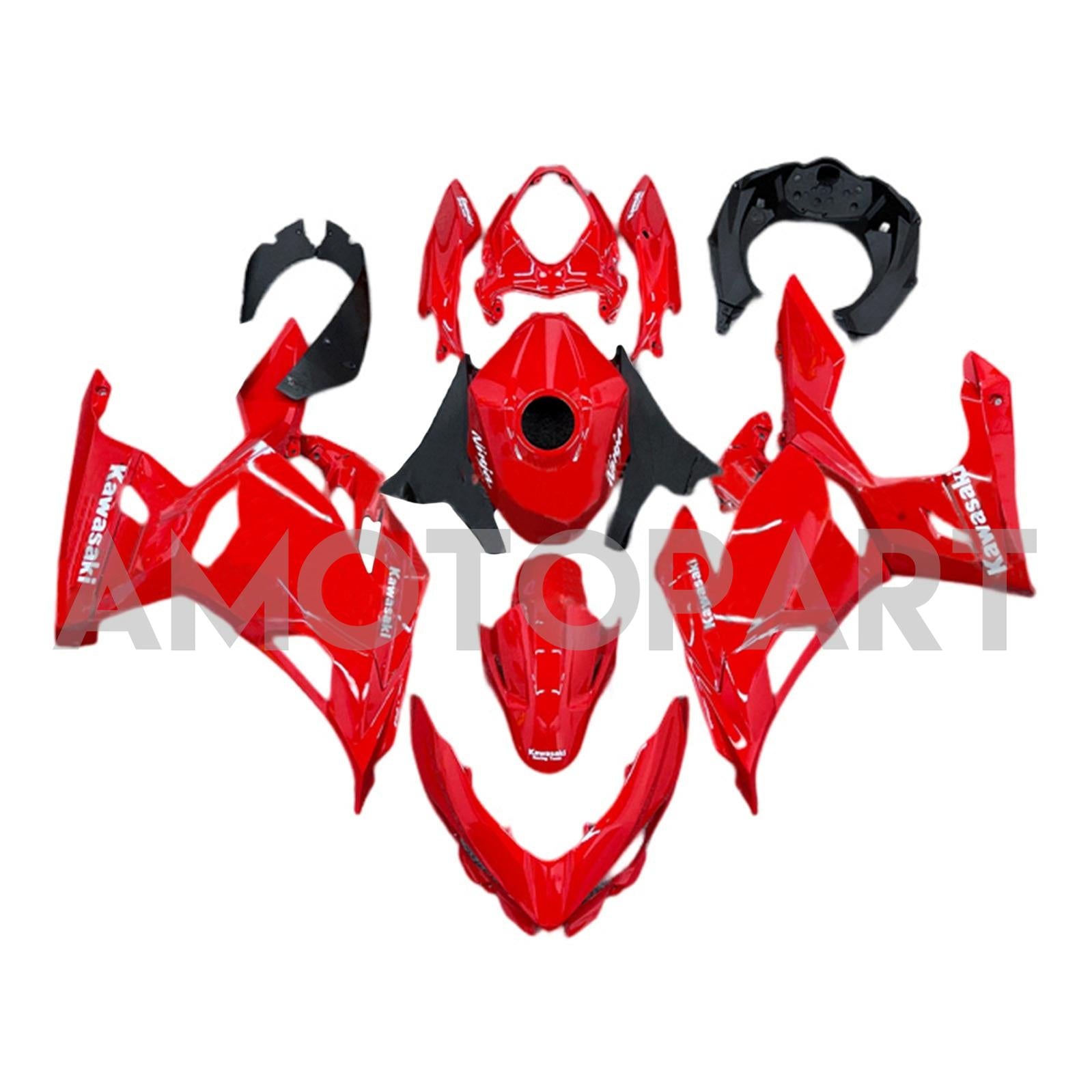 Amotopart 2018-2024 Kawasaki EX400 Ninja400 Red Fairing Kit