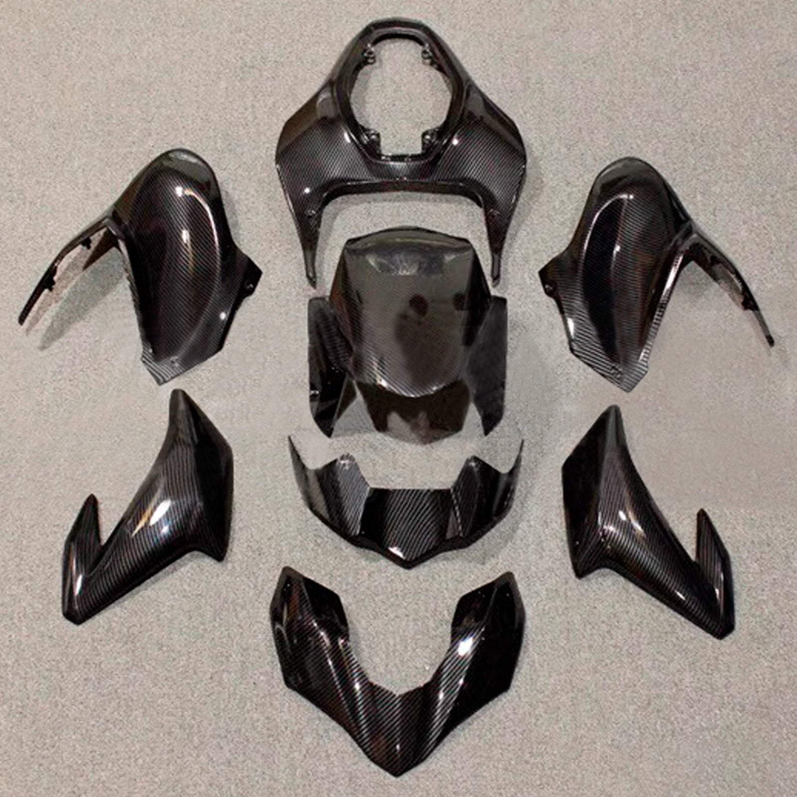 Amotopart 2017-2019 Kawasaki Z900 Black Carbon Fiber Pattern Fairing Kit