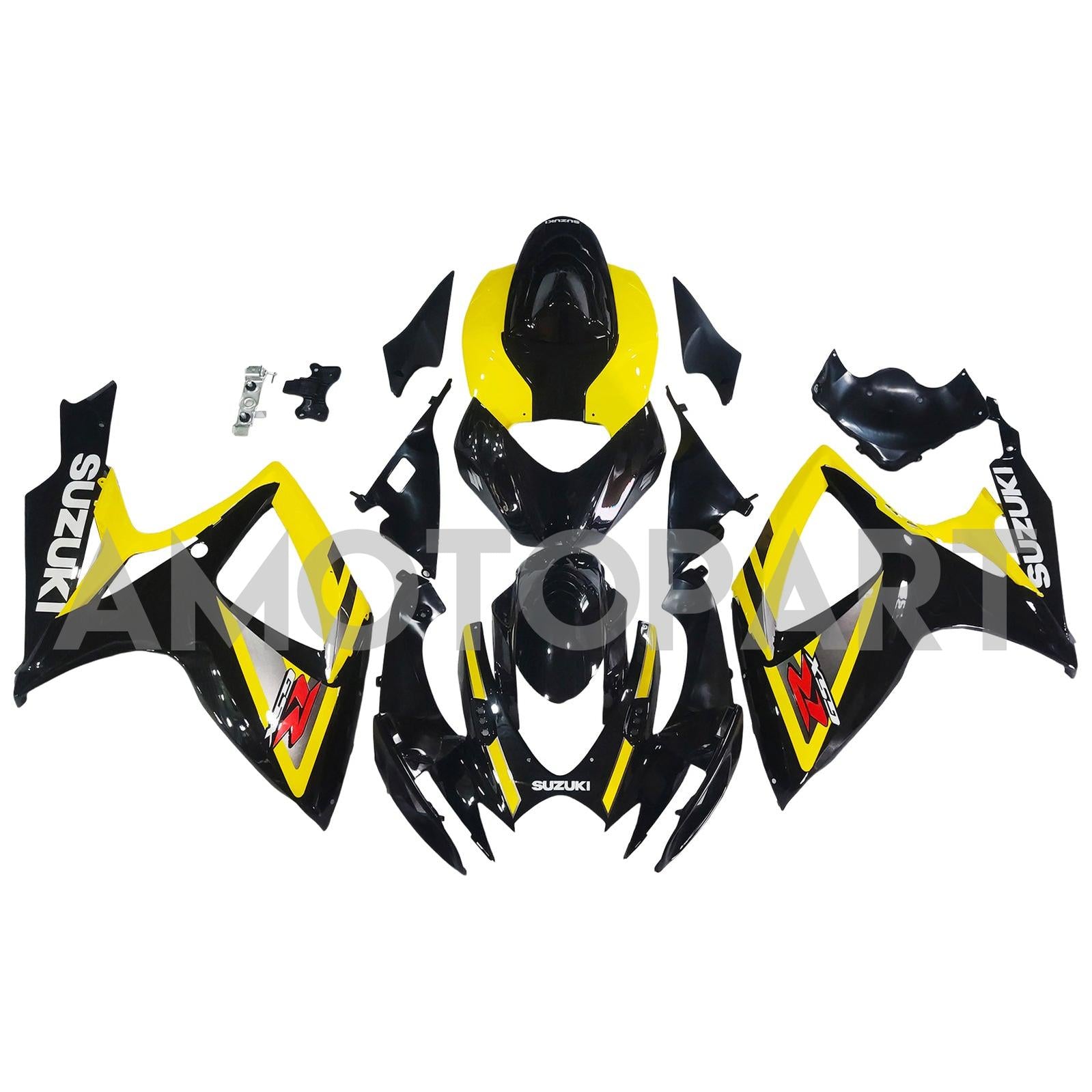 Amotopart 2006-2007 Suzuki GSXR 600/750 Glossy Yellow Black Fairing Kit