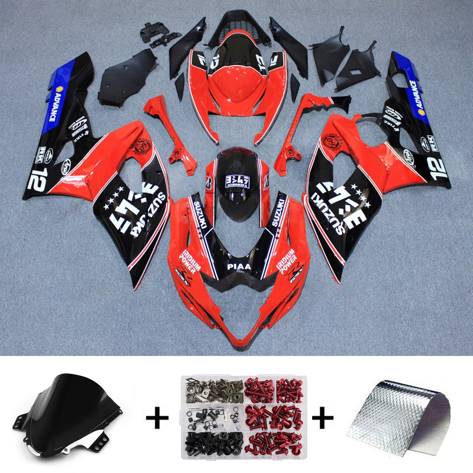 Amotopart 2005-2006 Suzuki GSXR1000 Rød Sort Hvid Fairing Kit