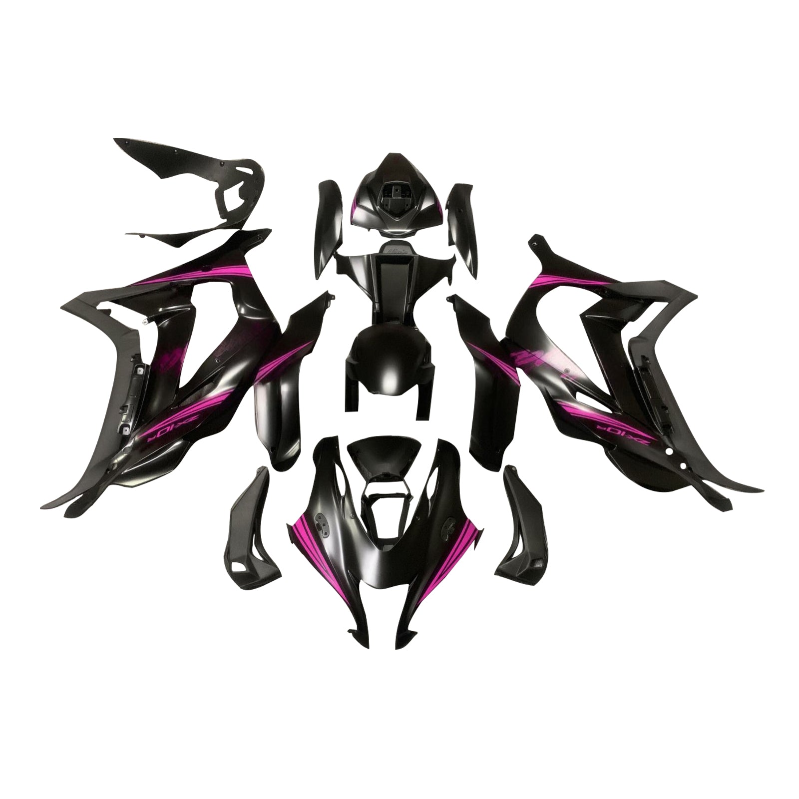 Amotopart 2016-2020 Kawasaki ZX10R Pink Black Fairing Kit