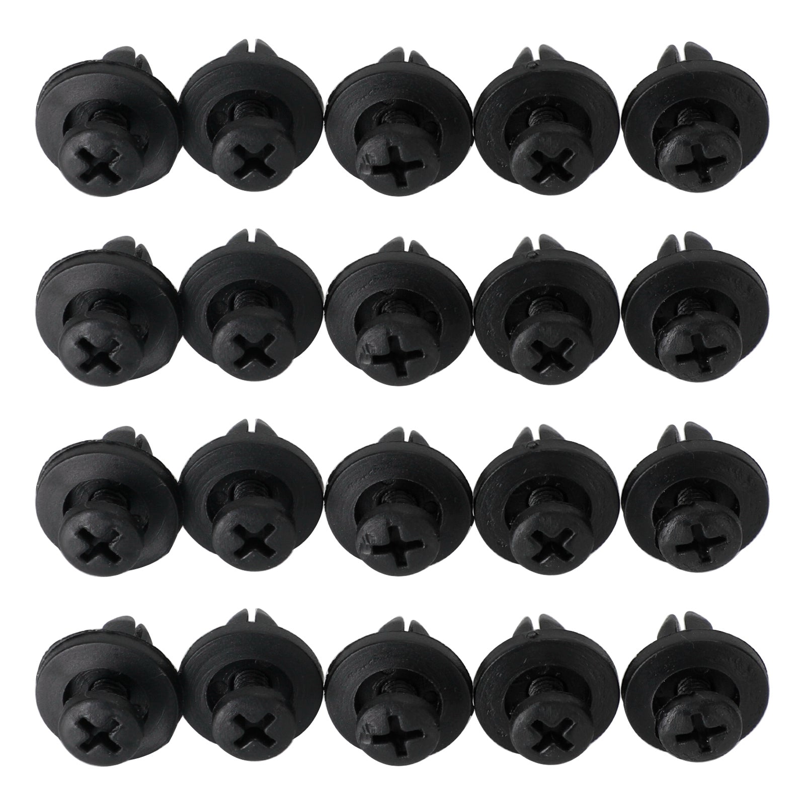 20 PACK 6MM FAIRING PANEL TRIM CLIPS SCREW IN RIVETS CLIP MOTORCYCLE UNIVERSAL