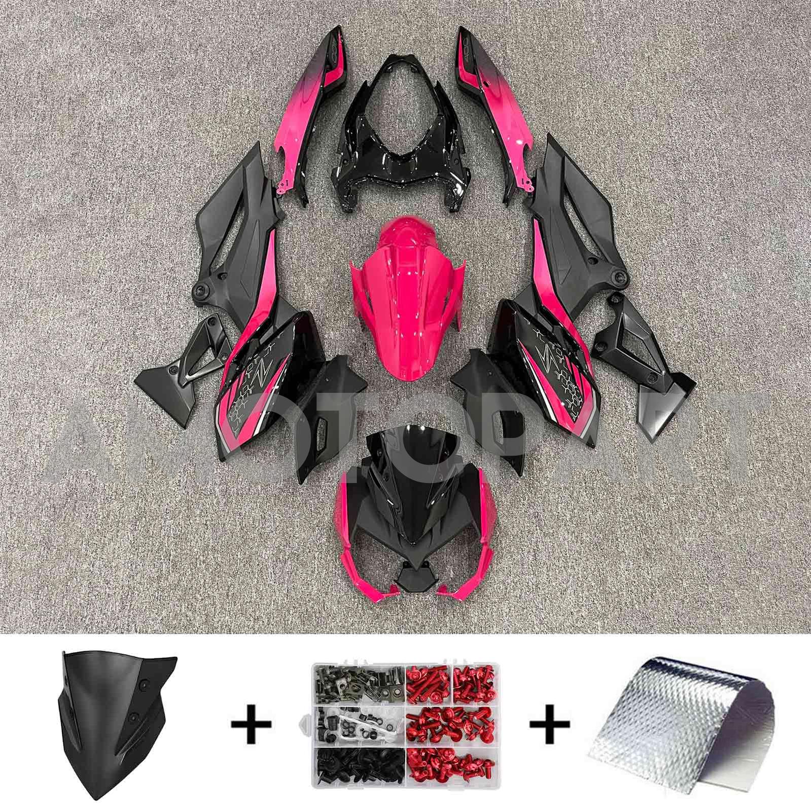 Amotopart 2018-2024 Z400 Kawasaki Black Pink Fairing Kit
