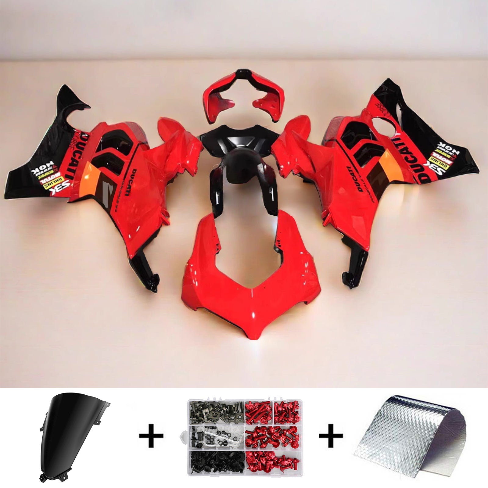 Amotopart Ducati 20-21 V4 V4S Red Black Fairing Kit