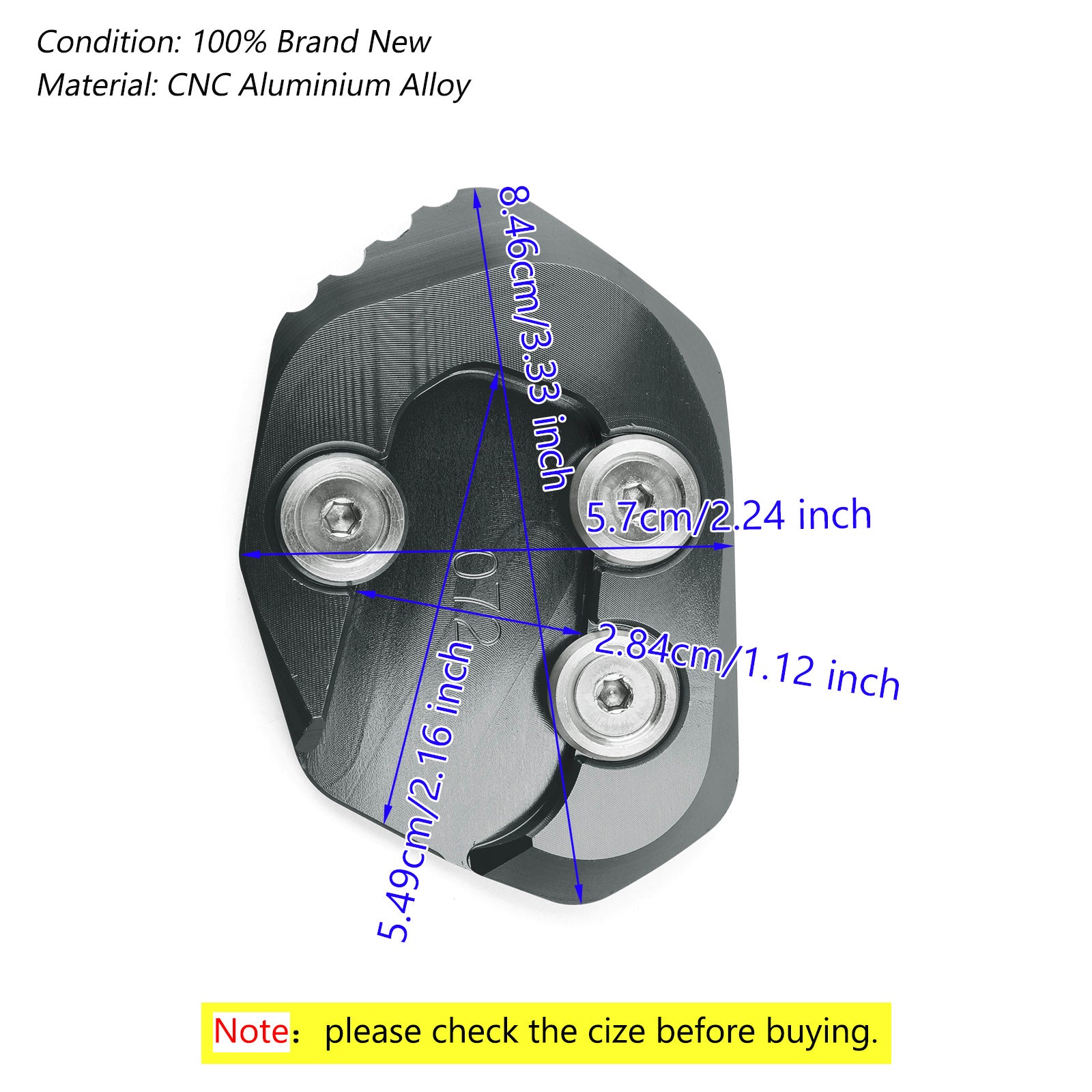 2018-19 HONDA CB1000R Side Stand Extension Kickstand Enlarger Plate Titanium