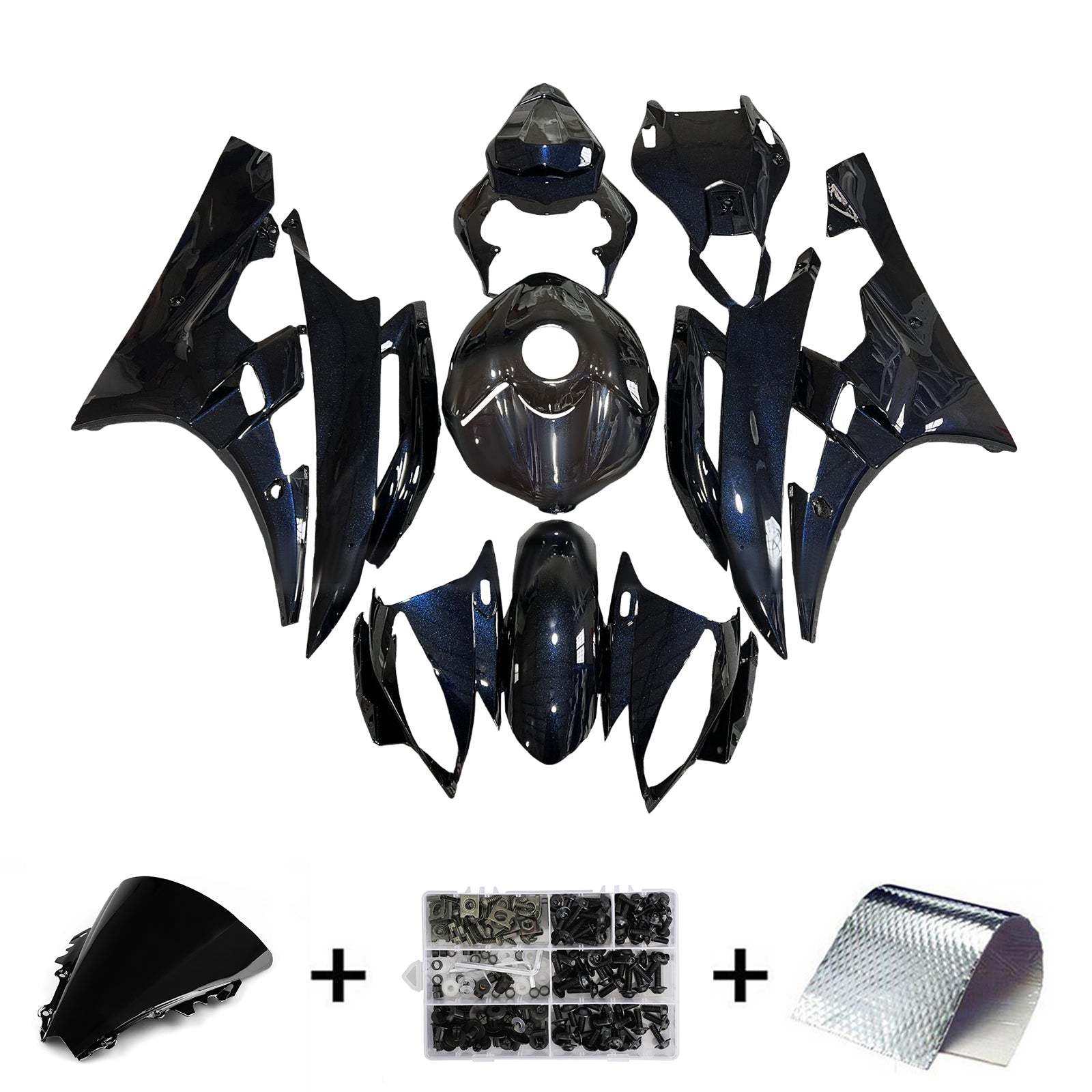 Amotopart 2006-2007 Yamaha YZF-R6 Black Fairing Kit