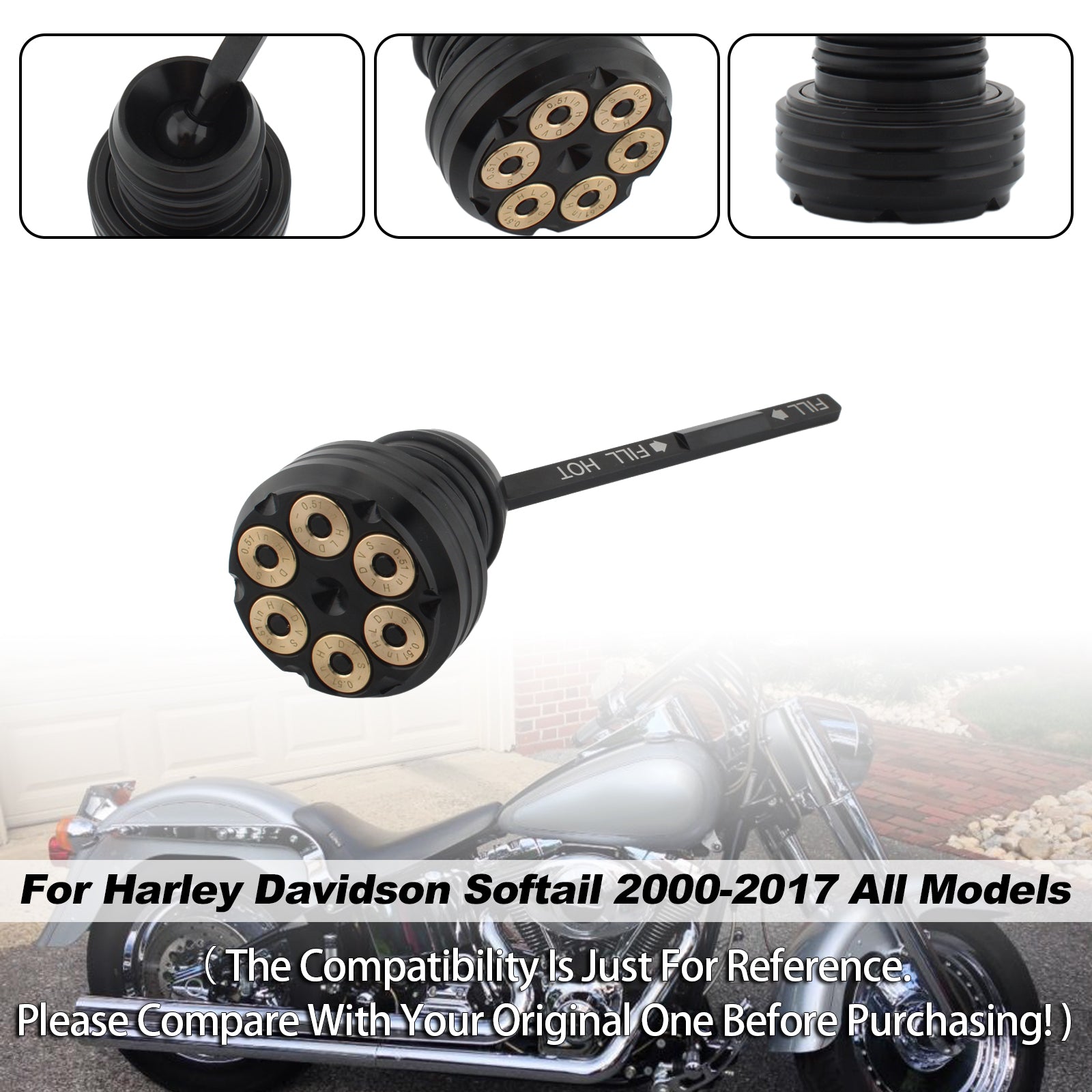 2000-2017 Softail All Models Oil Dipstick Tank Cap Plug